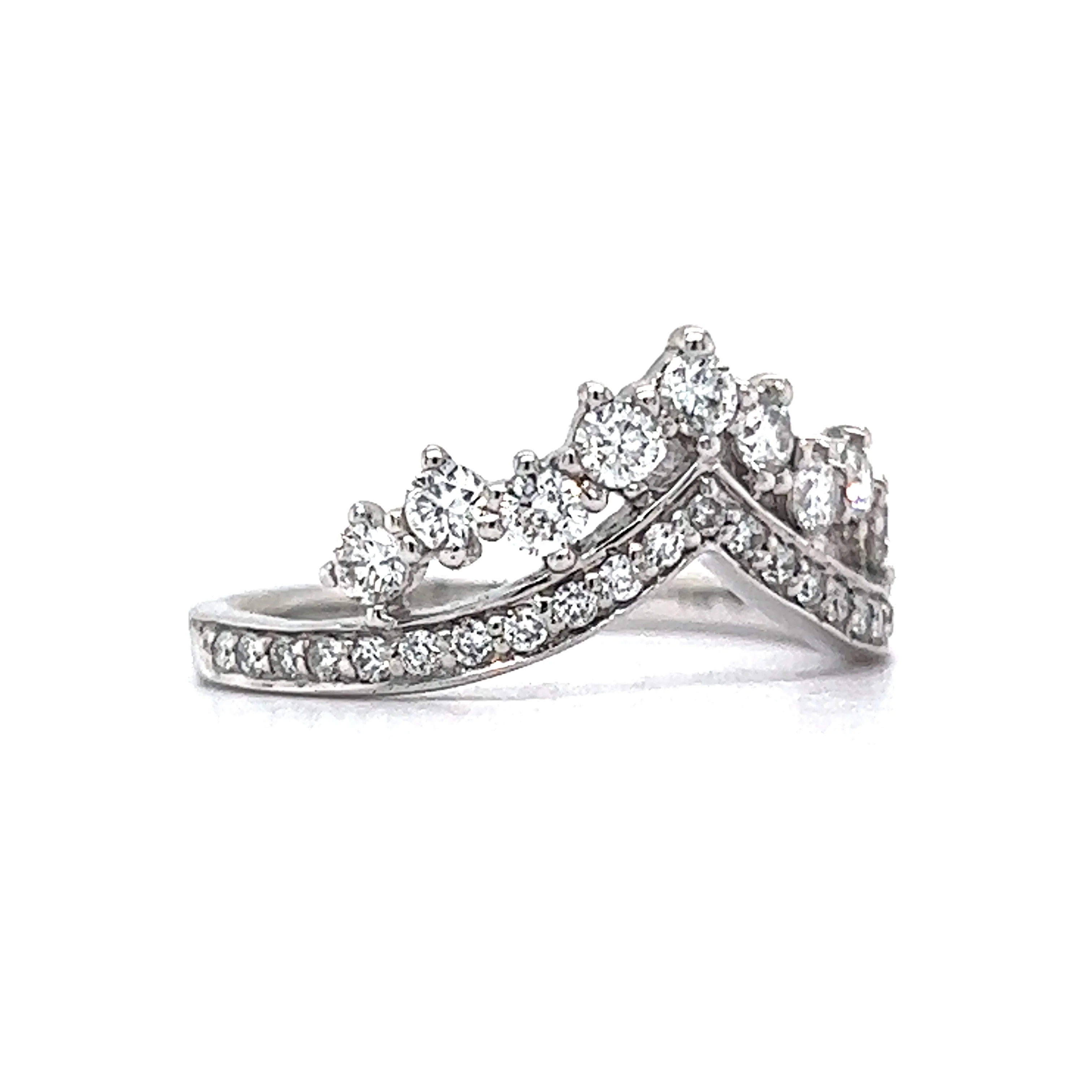 Stacked Tiara Diamond Wedding Band in 14k White Gold - Image 3