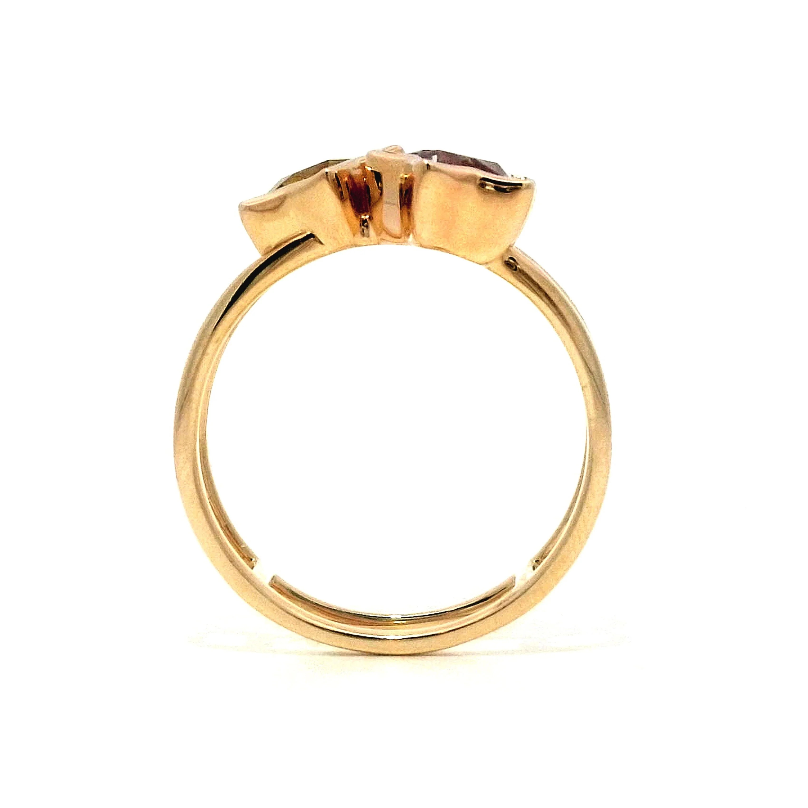 Star Amethyst & Lemon Quartz Cocktail Ring in 14k Yellow Gold - Image 4