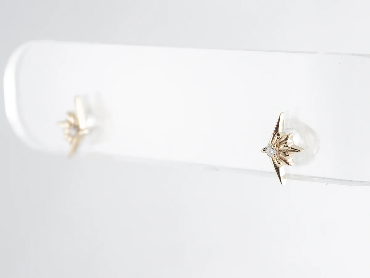 Star Diamond Stud Earrings in 14k Yellow Gold - Image 2