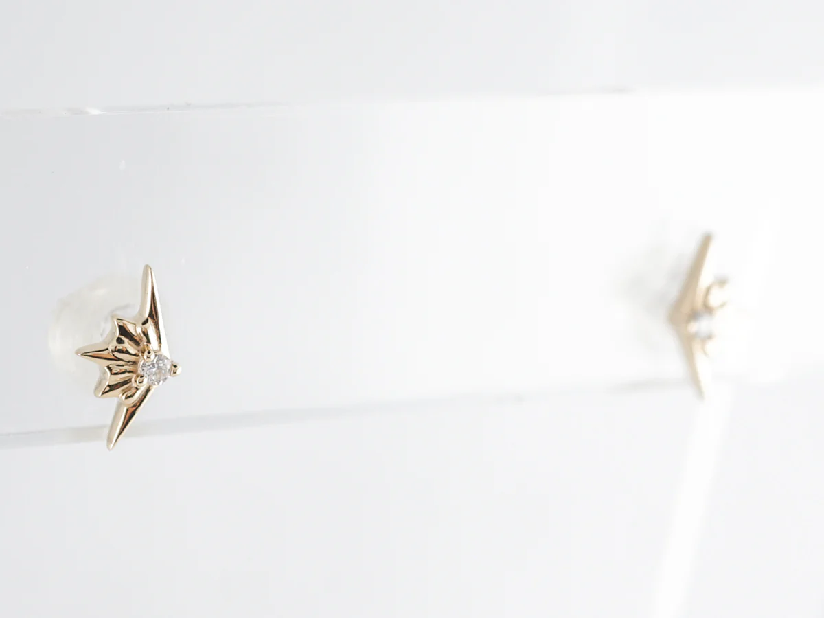 Star Diamond Stud Earrings in 14k Yellow Gold - Image 3