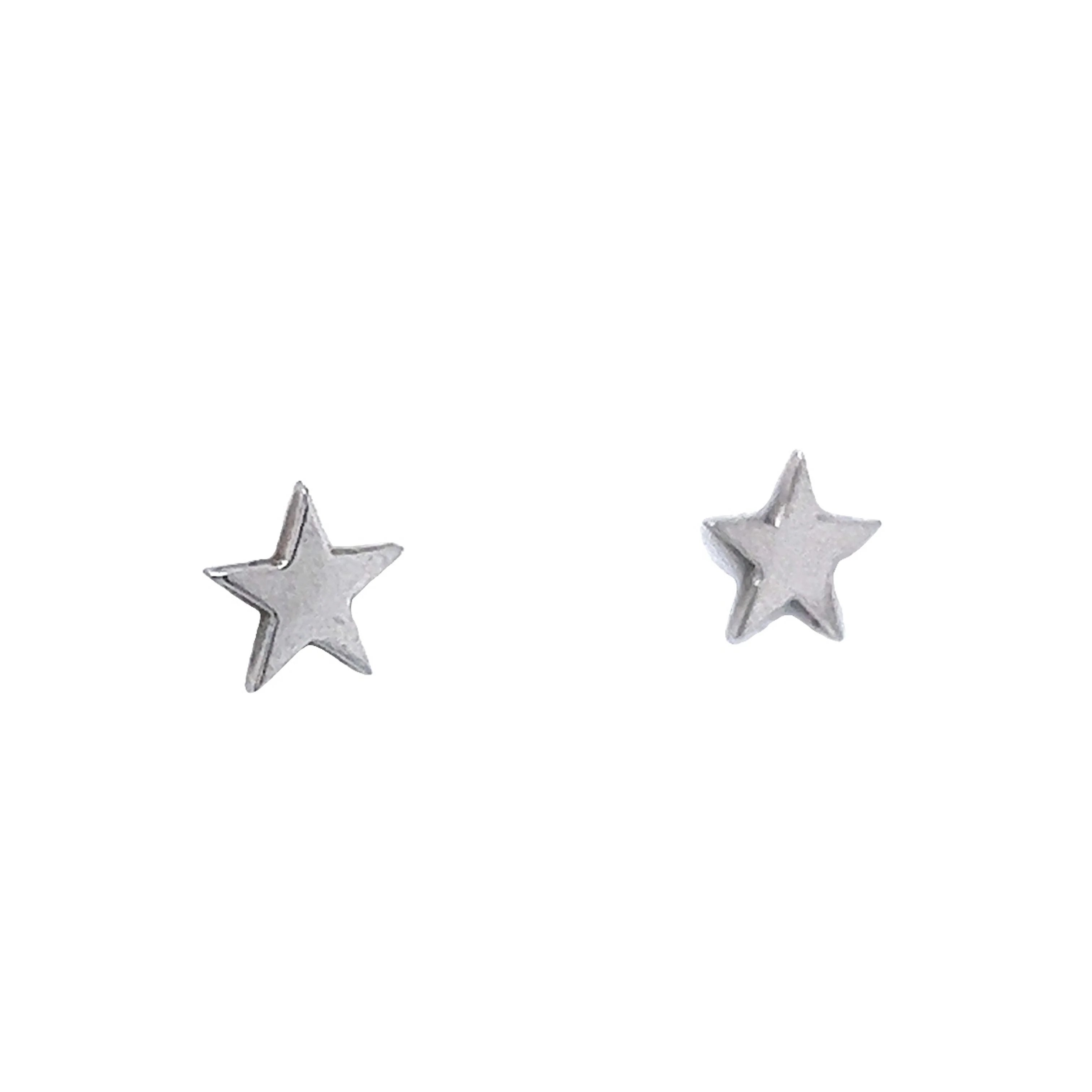 Star Stud Earrings 14K White Gold - Image 3