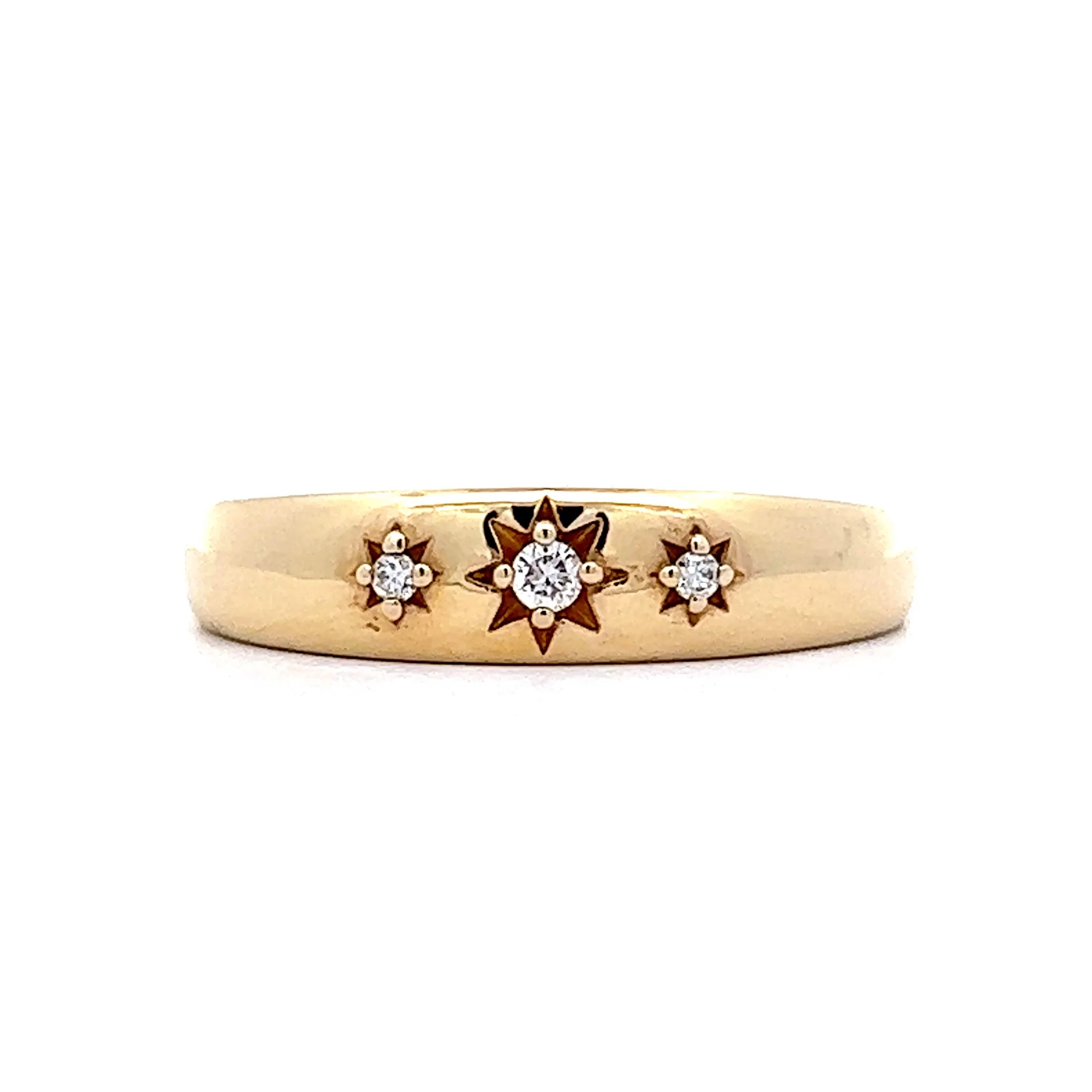 Starburst Diamond Stacking Ring in 14k Yellow Gold
