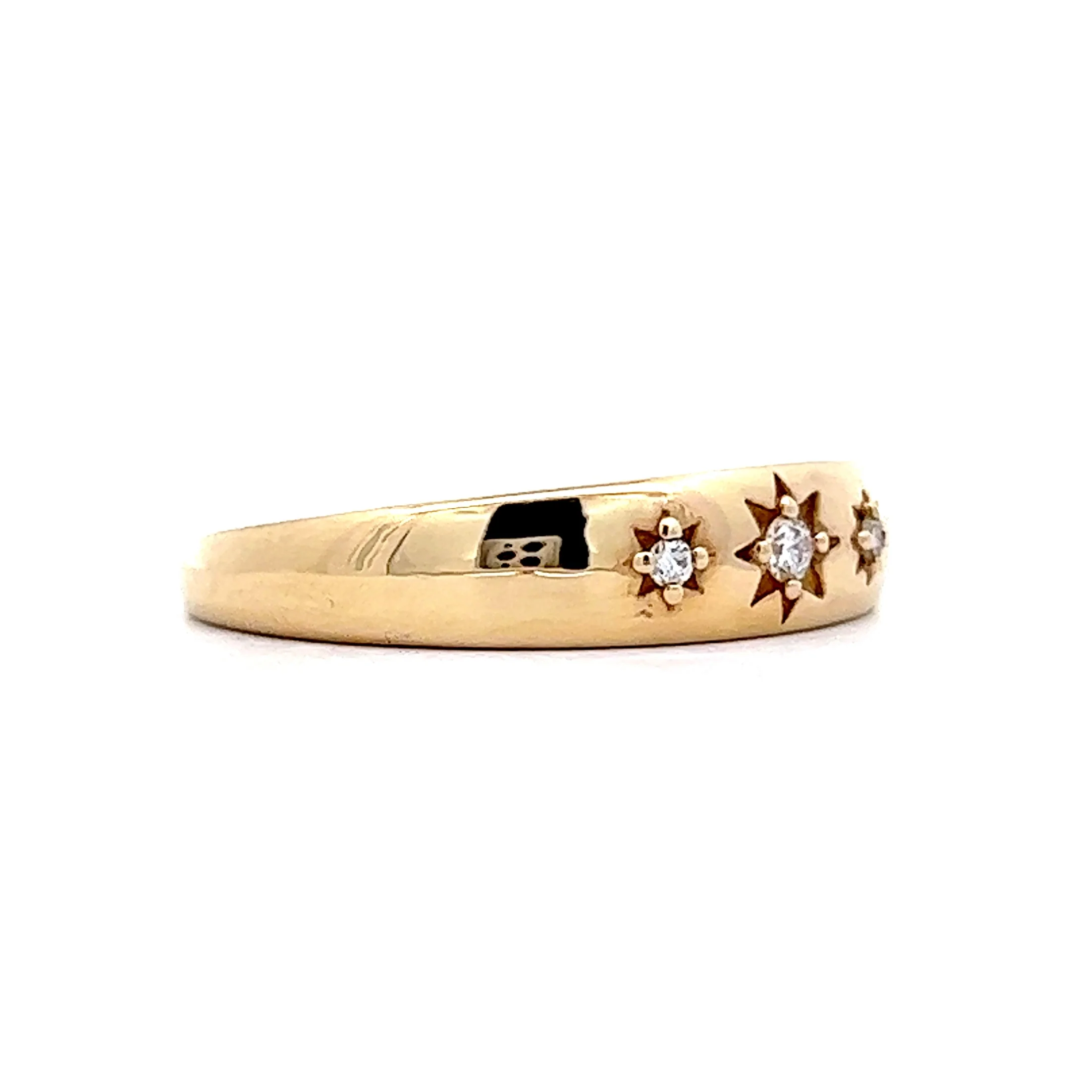 Starburst Diamond Stacking Ring in 14k Yellow Gold - Image 3