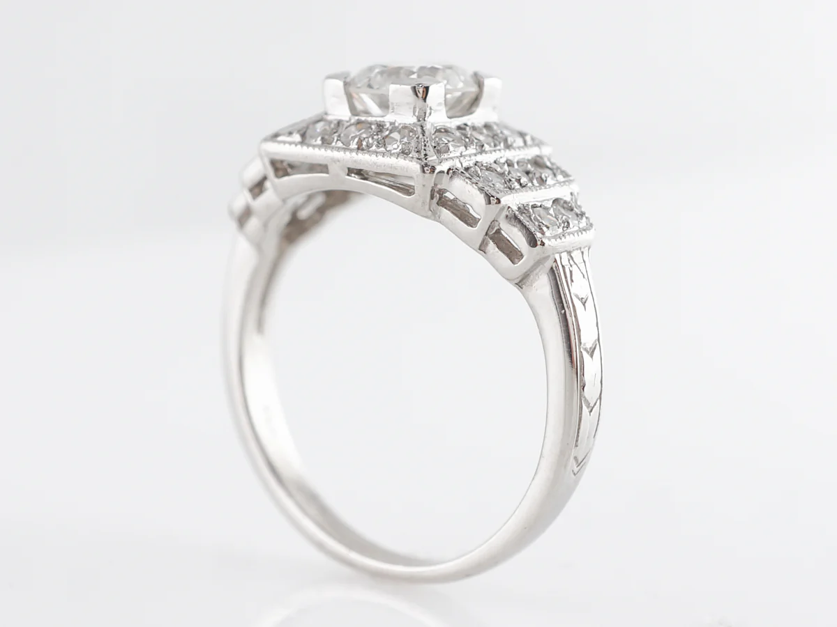 Stepped Art Deco Diamond Engagement Ring in Platinum - Image 5