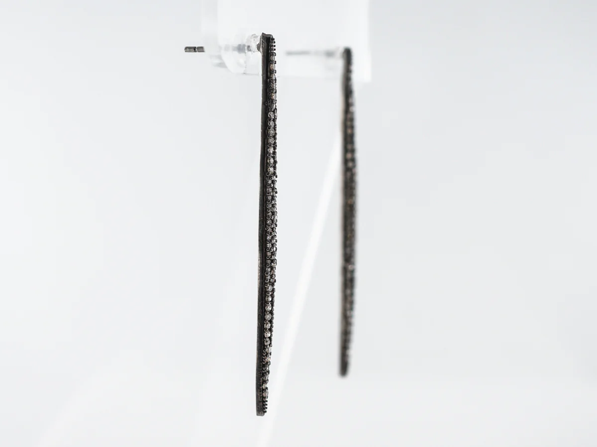 Sterling Silver Diamond Drop Earrings .67 Carats - Image 2