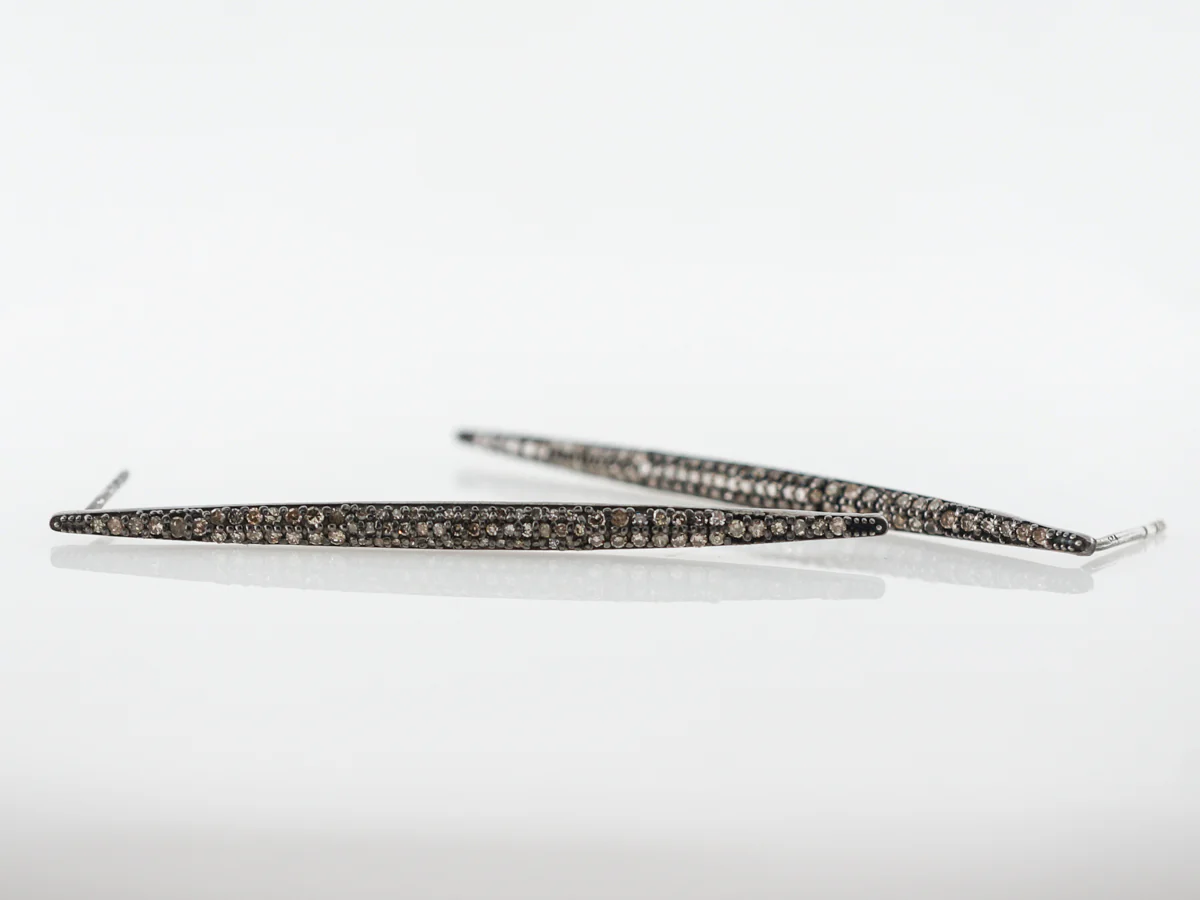 Sterling Silver Diamond Drop Earrings .67 Carats - Image 3
