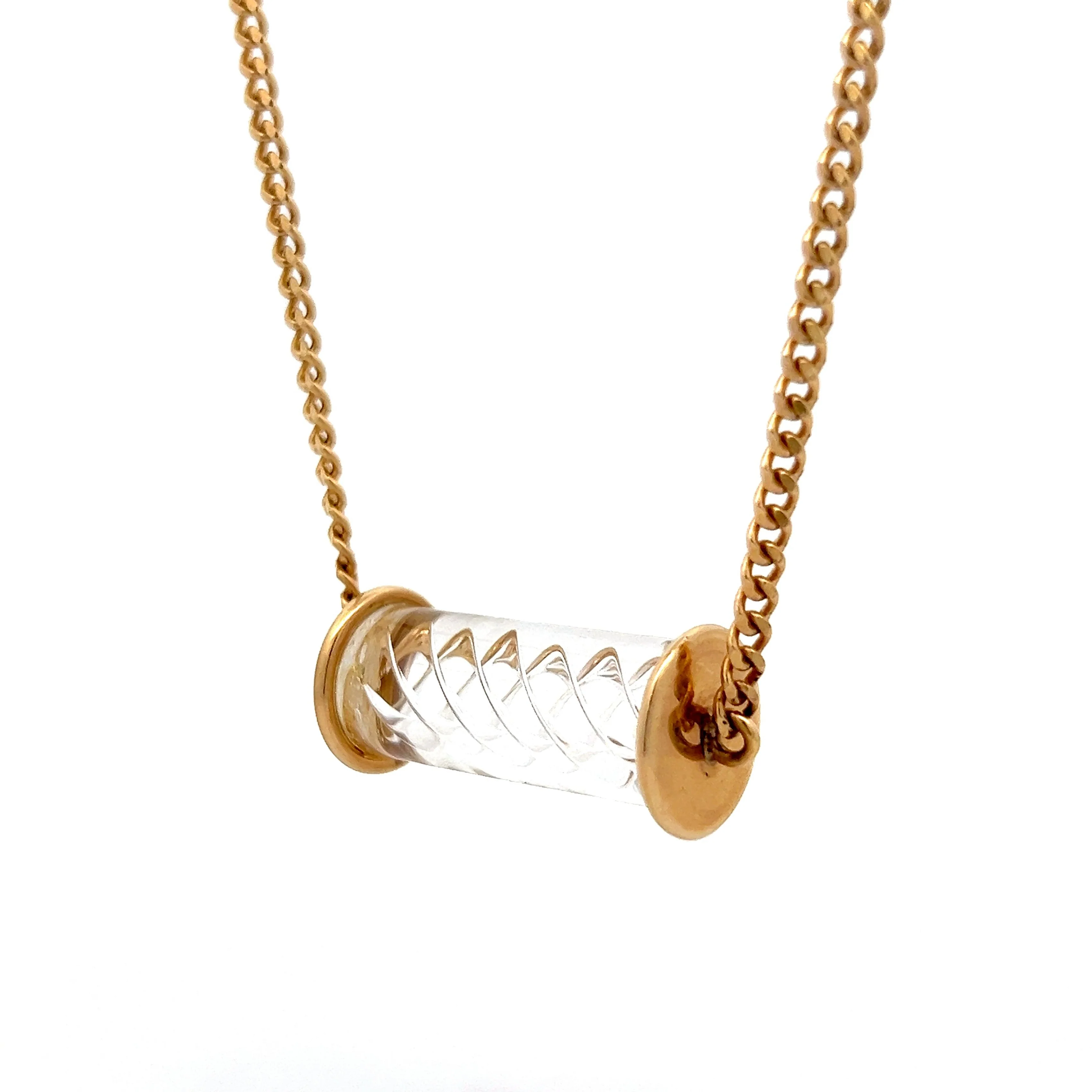 Steuben Glass Air Twist Crystal Pendant in 14k Yellow Gold - Image 2
