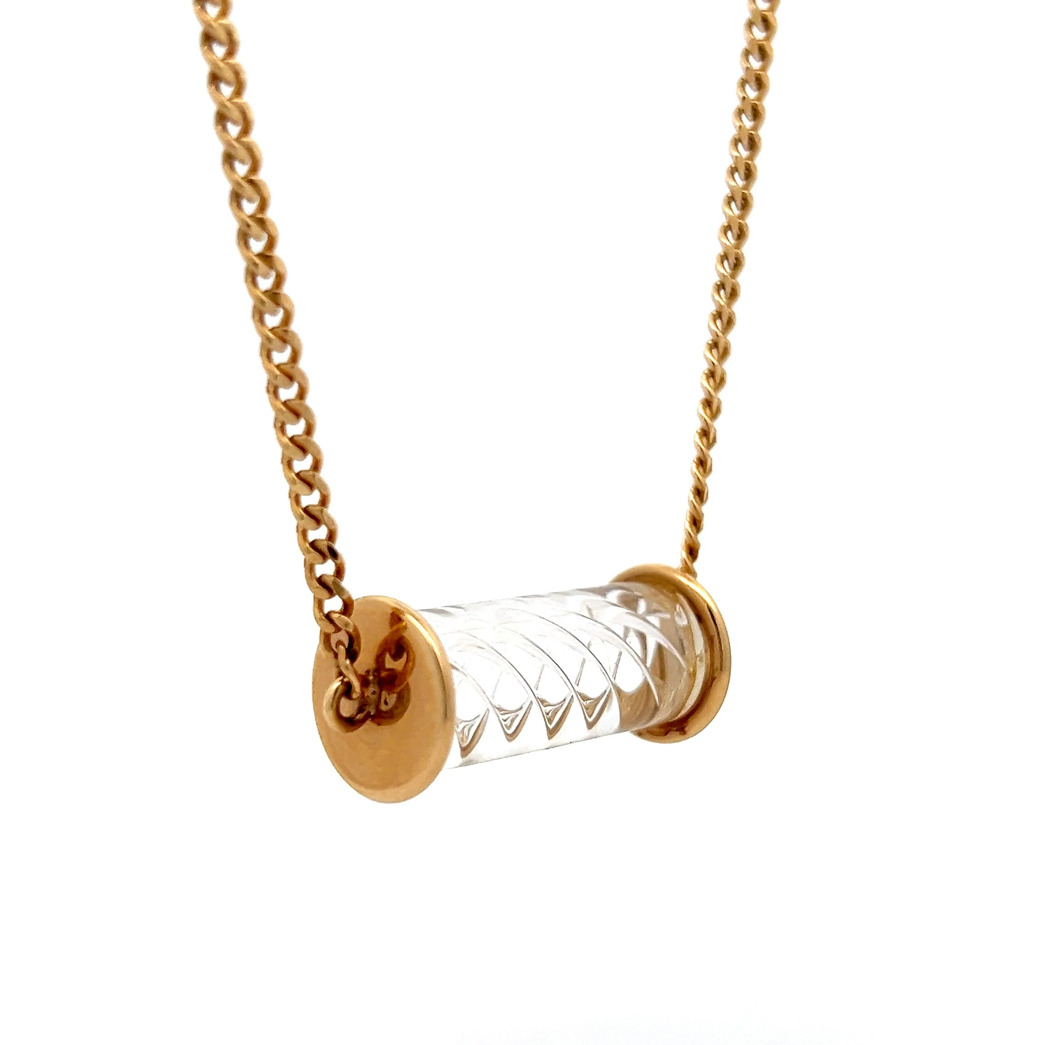 Steuben Glass Air Twist Crystal Pendant in 14k Yellow Gold - Image 3