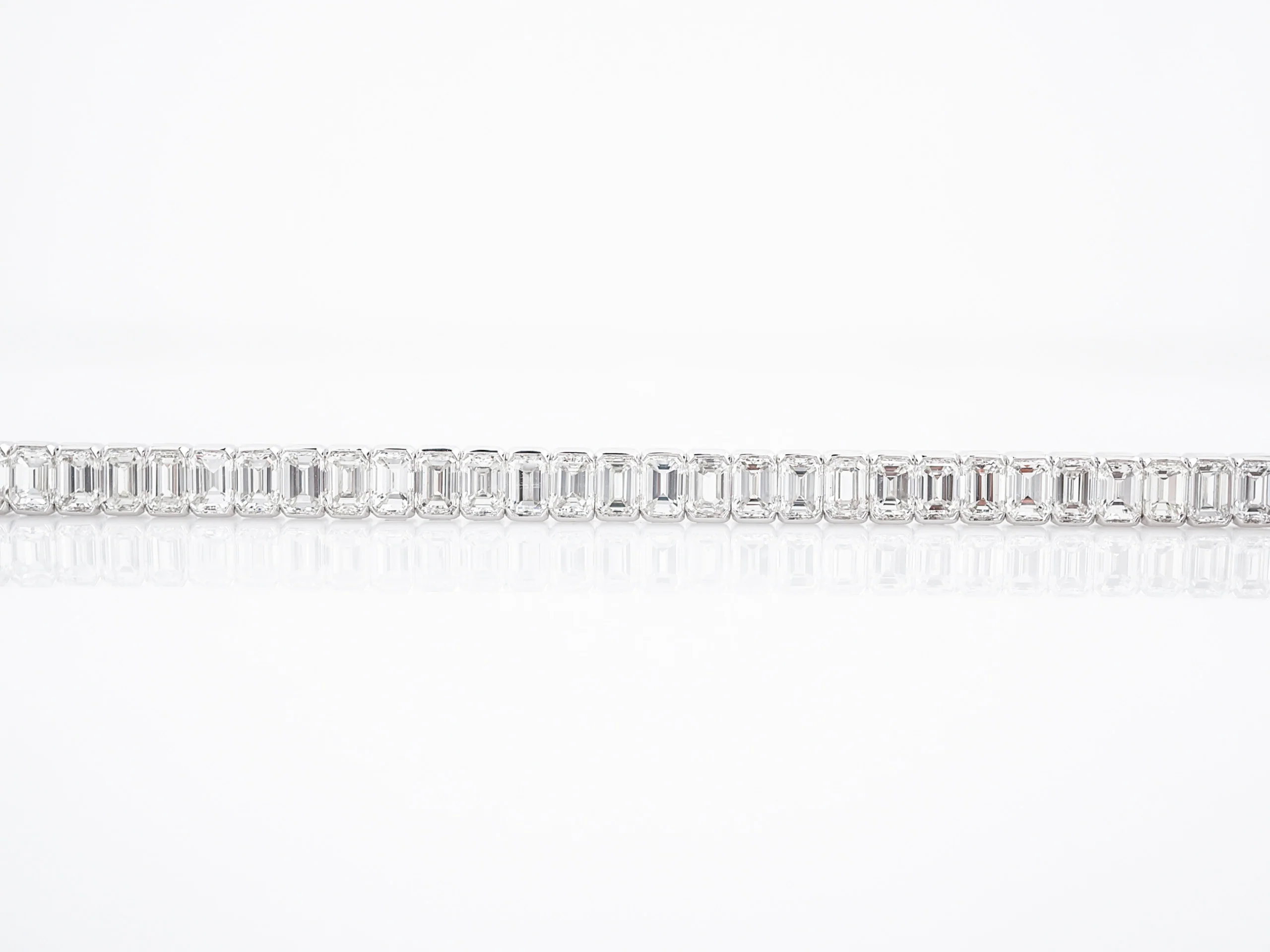 **RTV 1/10/19**Straight Line Bracelet Modern 17.75 Emerald Cut Diamonds in Platinum - Image 3