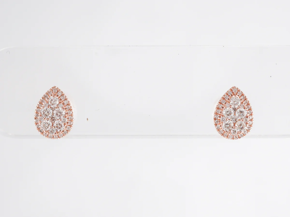 Stud Diamond Cluster Earrings in 14K Rose Gold