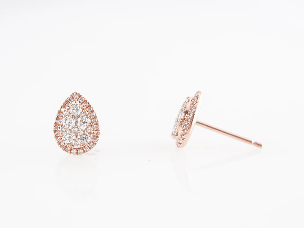 Stud Diamond Cluster Earrings in 14K Rose Gold - Image 2