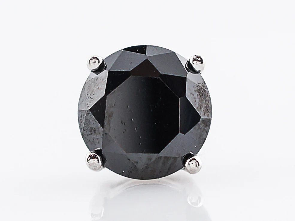 Stud Earrings Modern 5.20 Round Cut Dark Sapphire in Platinum - Image 5