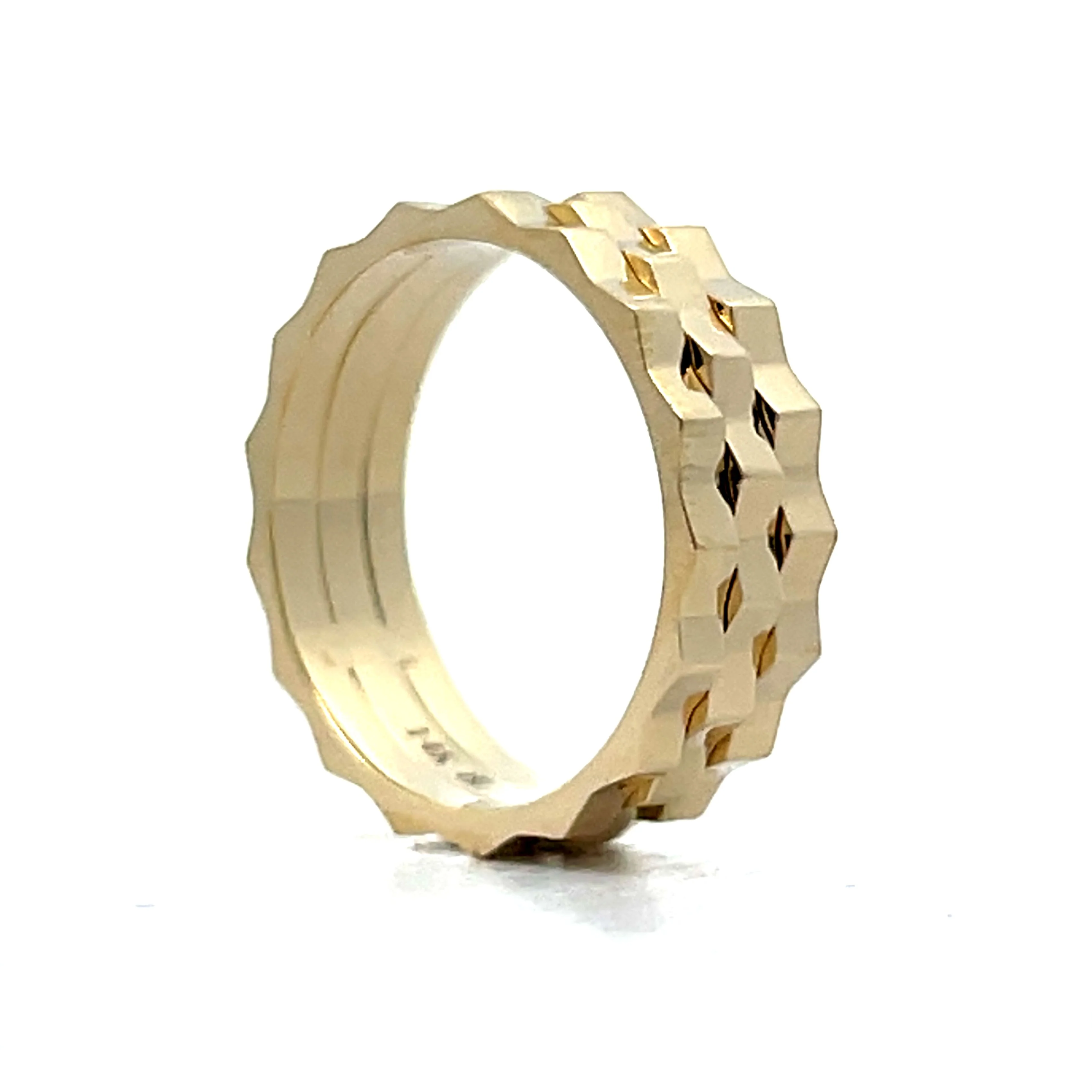Studded Geometric Stacking Ring in 14k Yellow Gold - Image 5