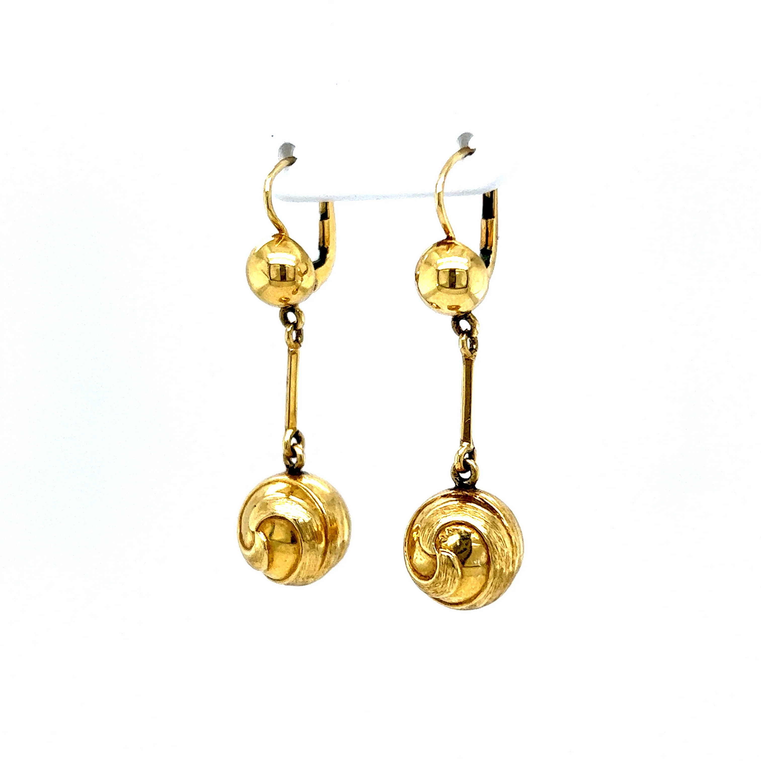Swirl Pattern Drop Earrings in 14k Yellow Gold - Image 2