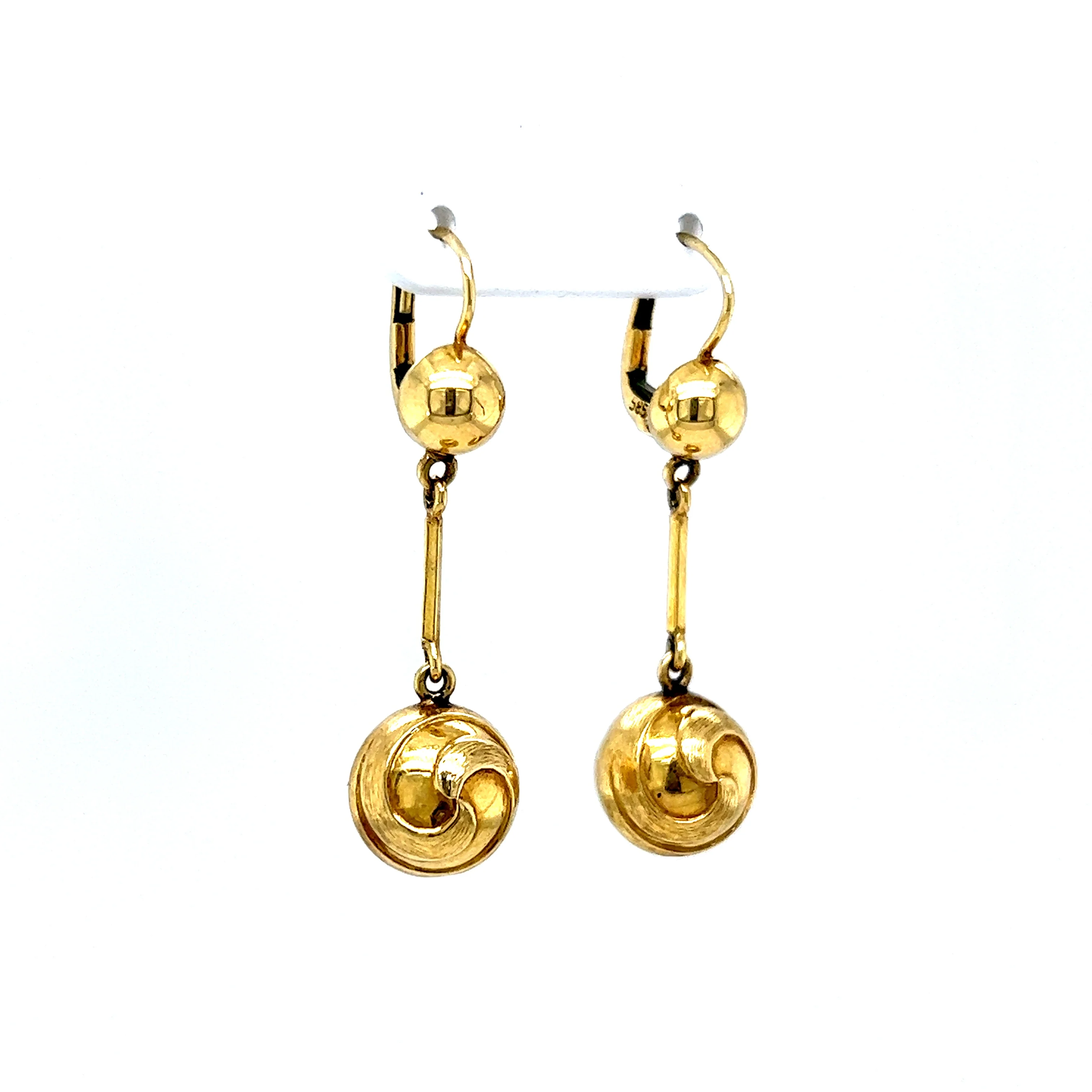 Swirl Pattern Drop Earrings in 14k Yellow Gold - Image 3