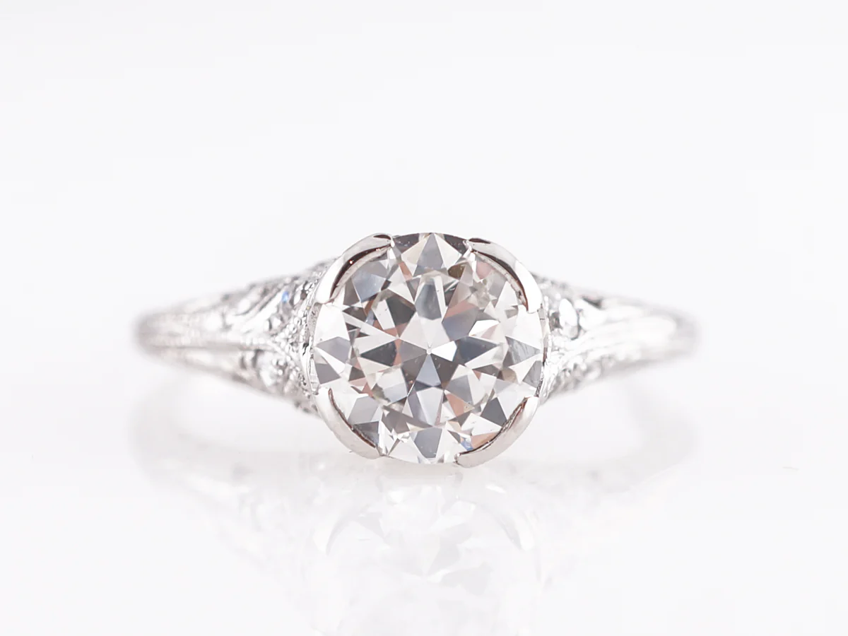 Stunning Vintage 1.30 Carat European Cut Diamond Platinum Engagement Ring - Image 2