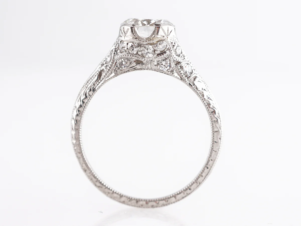 Stunning Vintage 1.30 Carat European Cut Diamond Platinum Engagement Ring - Image 4