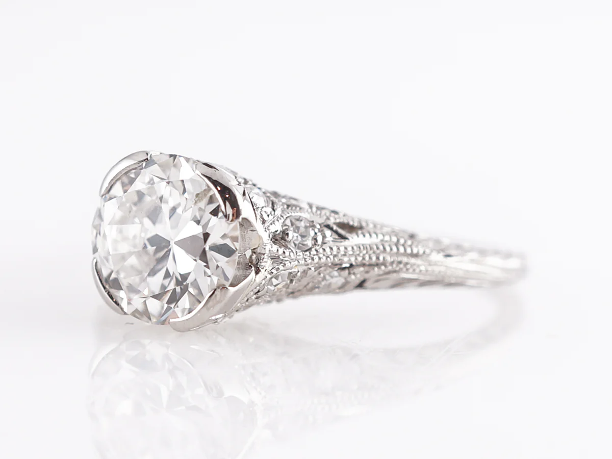 Stunning Vintage 1.30 Carat European Cut Diamond Platinum Engagement Ring - Image 6