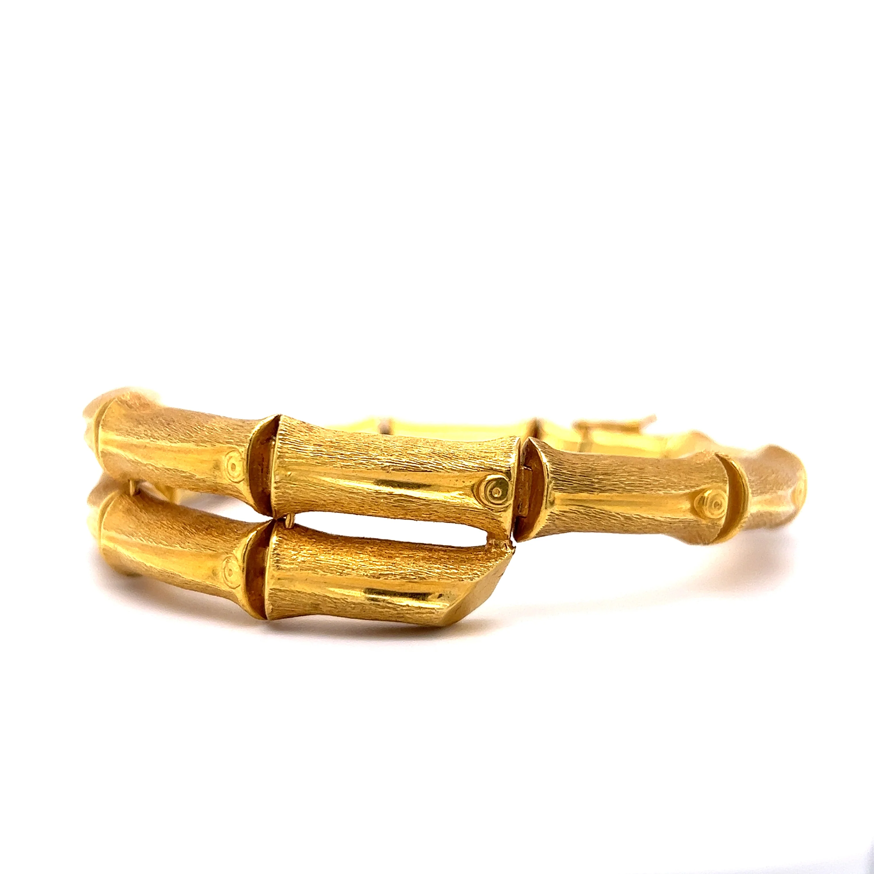 Bamboo Style Bangle Bracelet in 18k Yellow Gold - Image 2