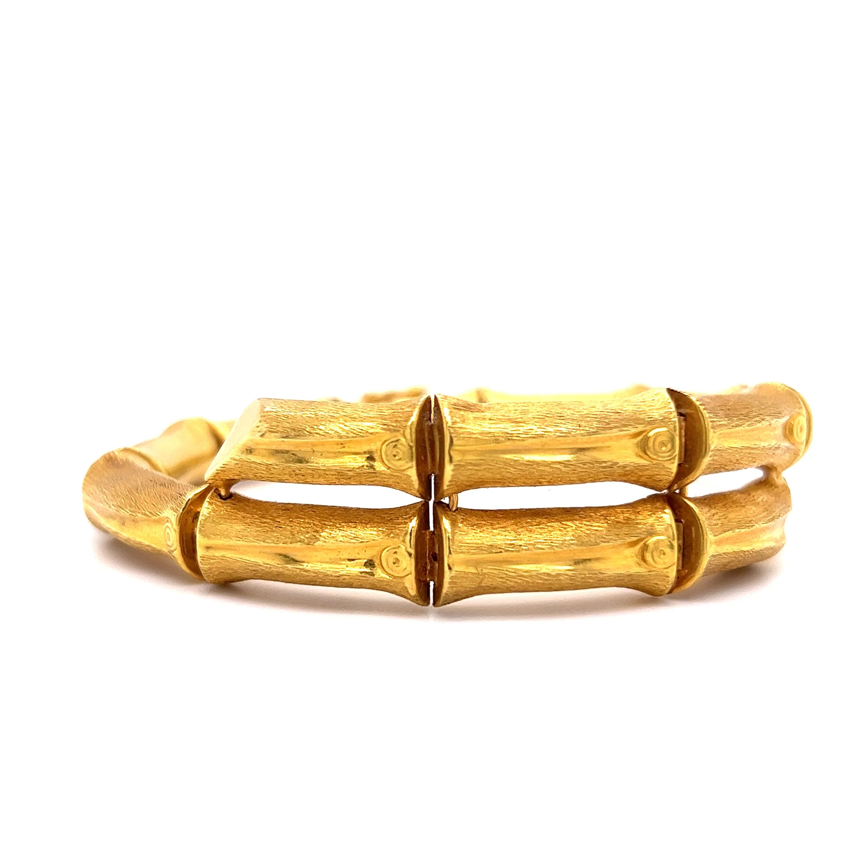 Bamboo Style Bangle Bracelet in 18k Yellow Gold - Image 3
