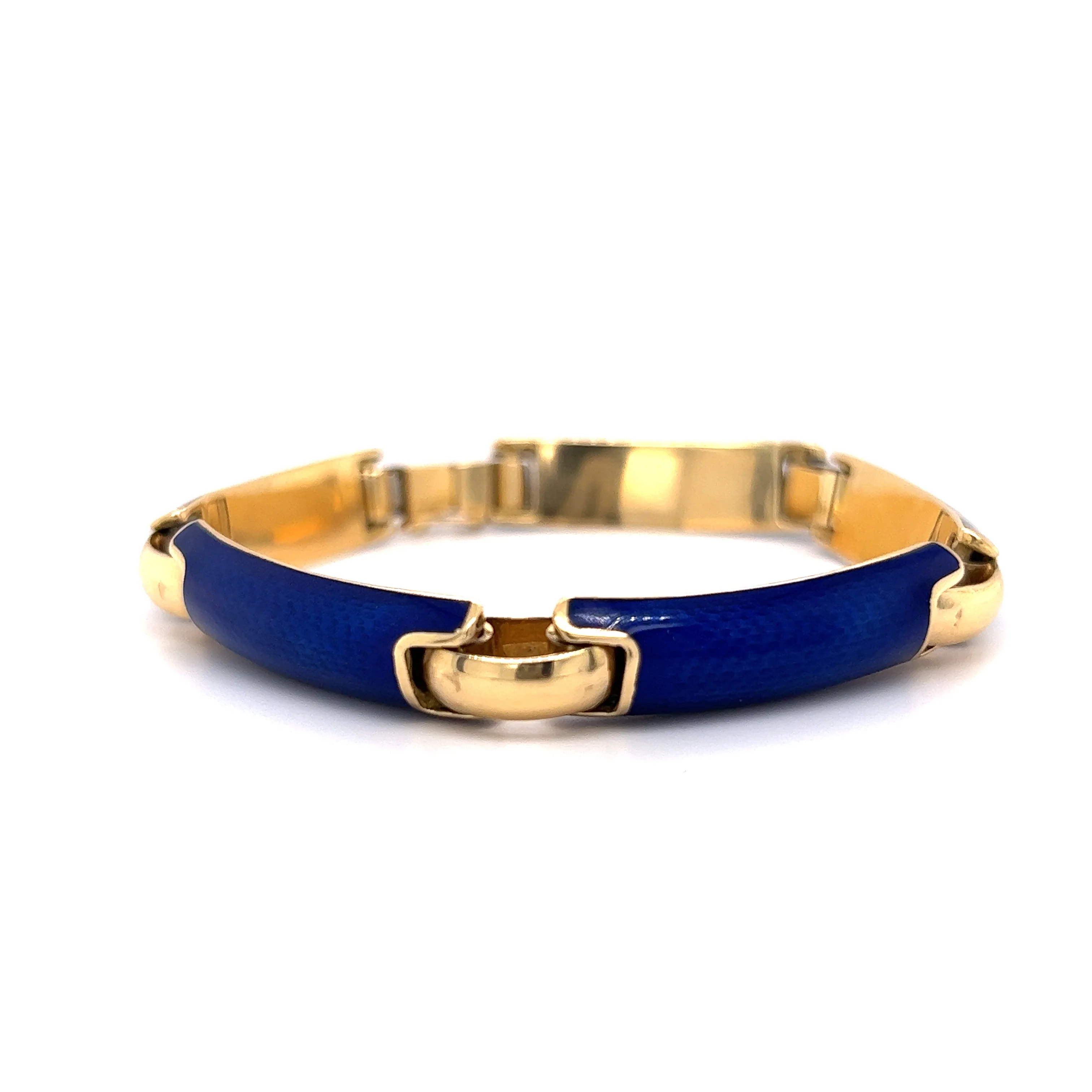 Blue Enamel Link Bracelet in 18k Yellow Gold - Image 3