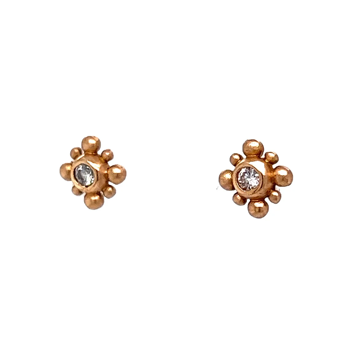 .08 Bezel Diamond Stud Earrings in 14k Rose Gold - Image 2