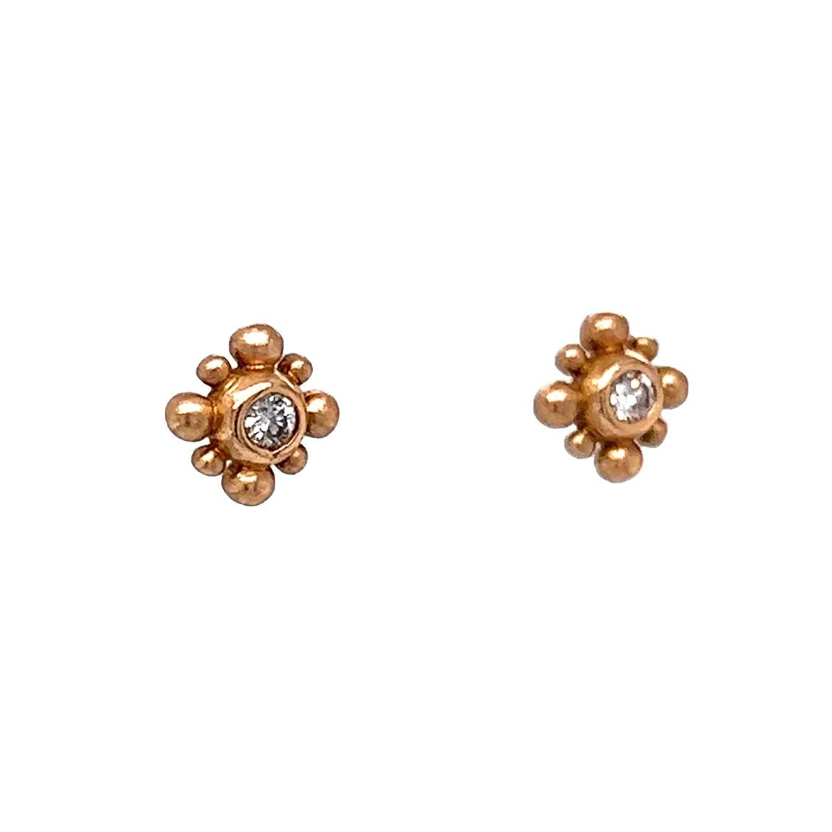 .08 Bezel Diamond Stud Earrings in 14k Rose Gold - Image 3