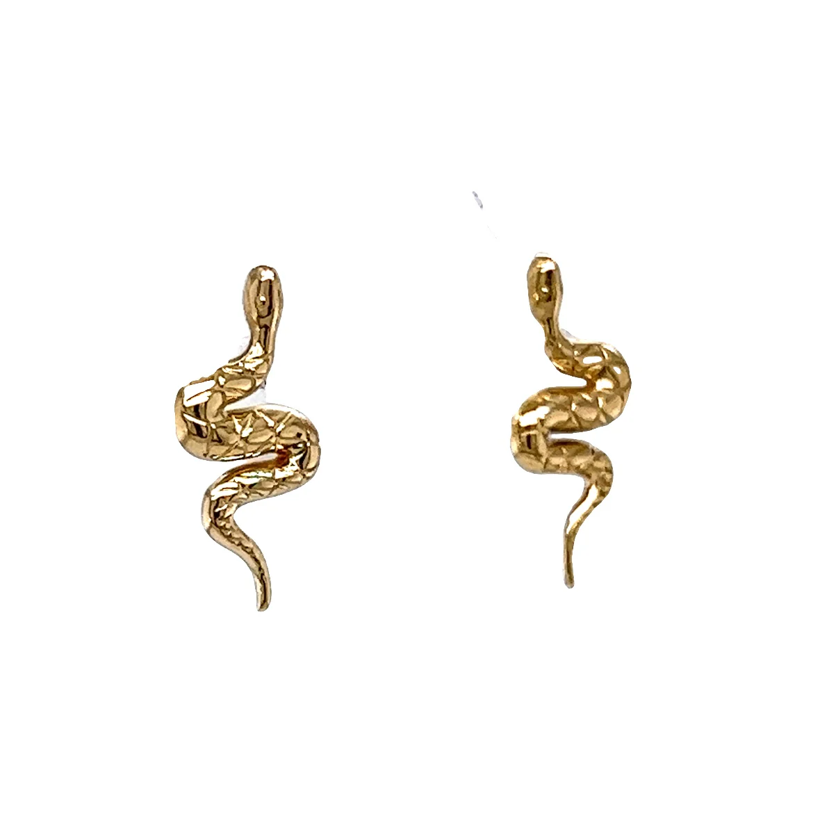 Snake Stud Earrings in 14k Yellow Gold - Image 3