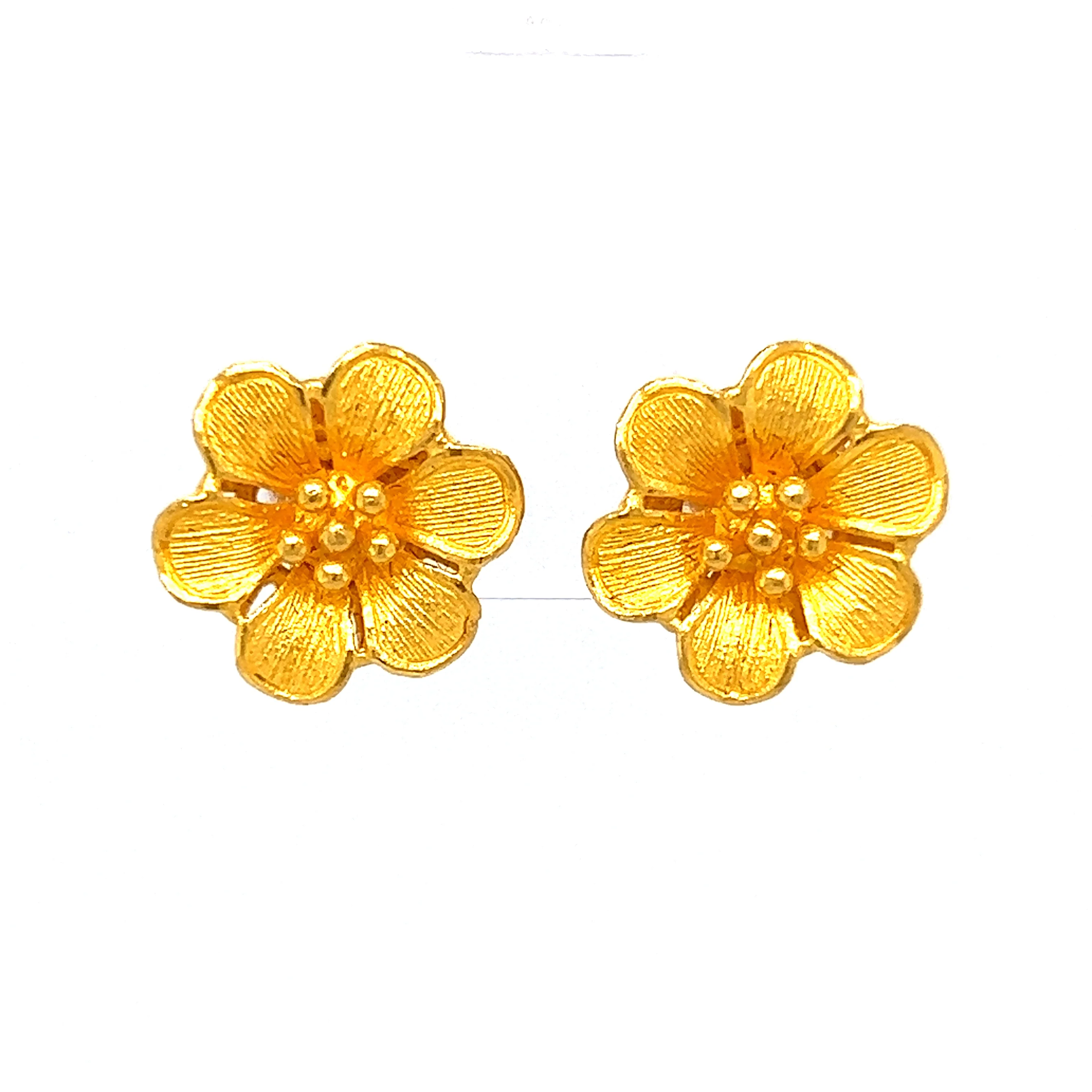 Flower Earring Studs in 22k Yellow Gold