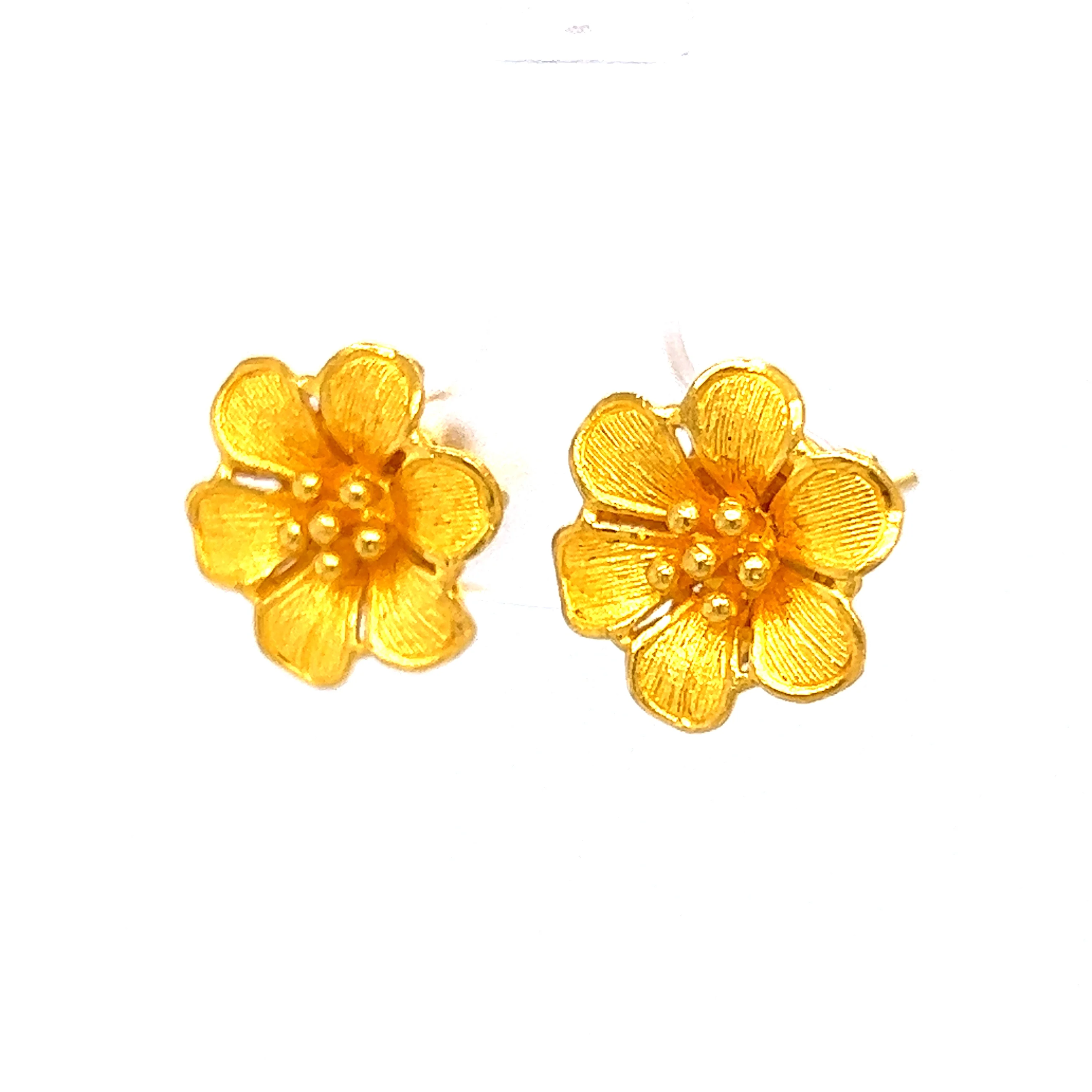 Flower Earring Studs in 22k Yellow Gold - Image 2