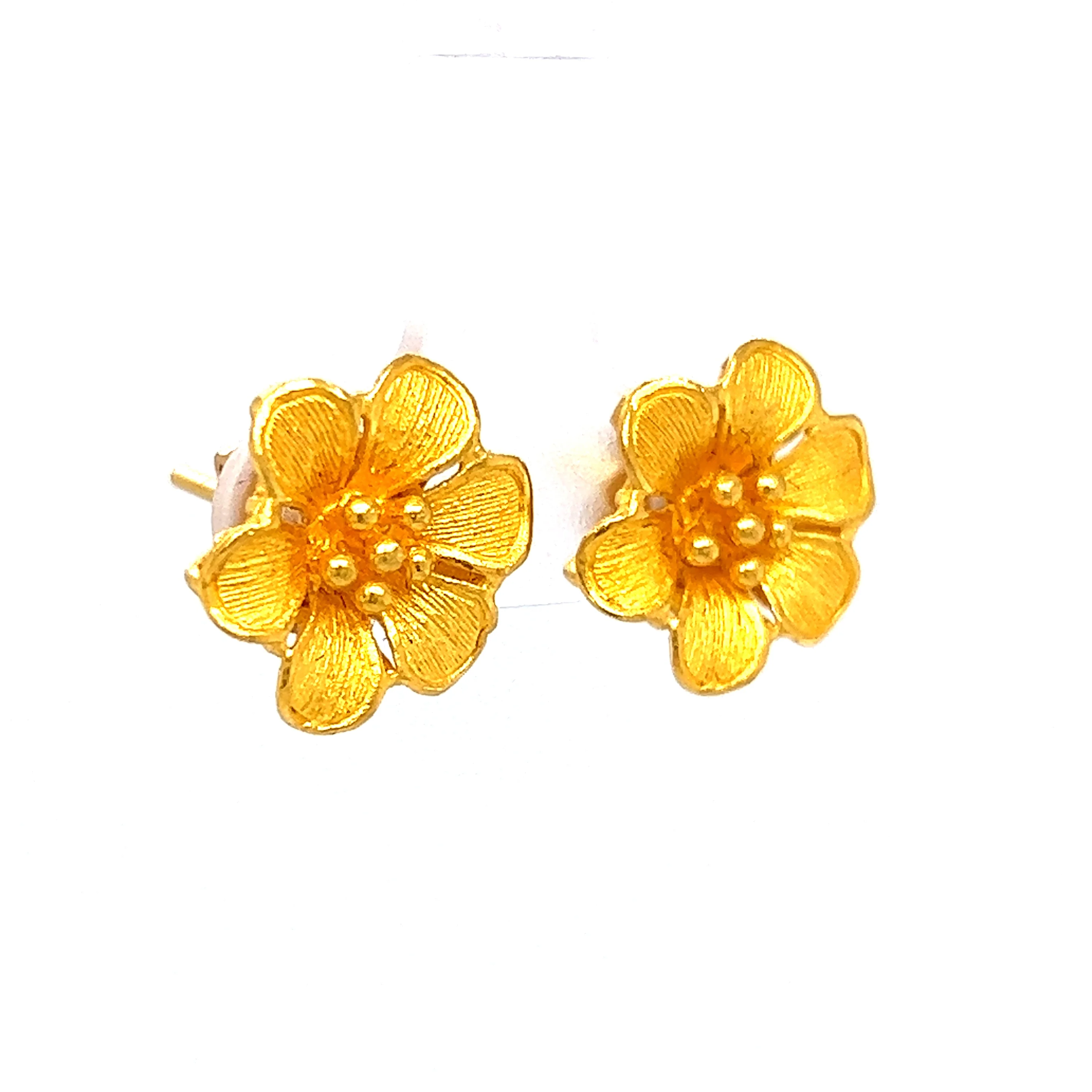 Flower Earring Studs in 22k Yellow Gold - Image 3
