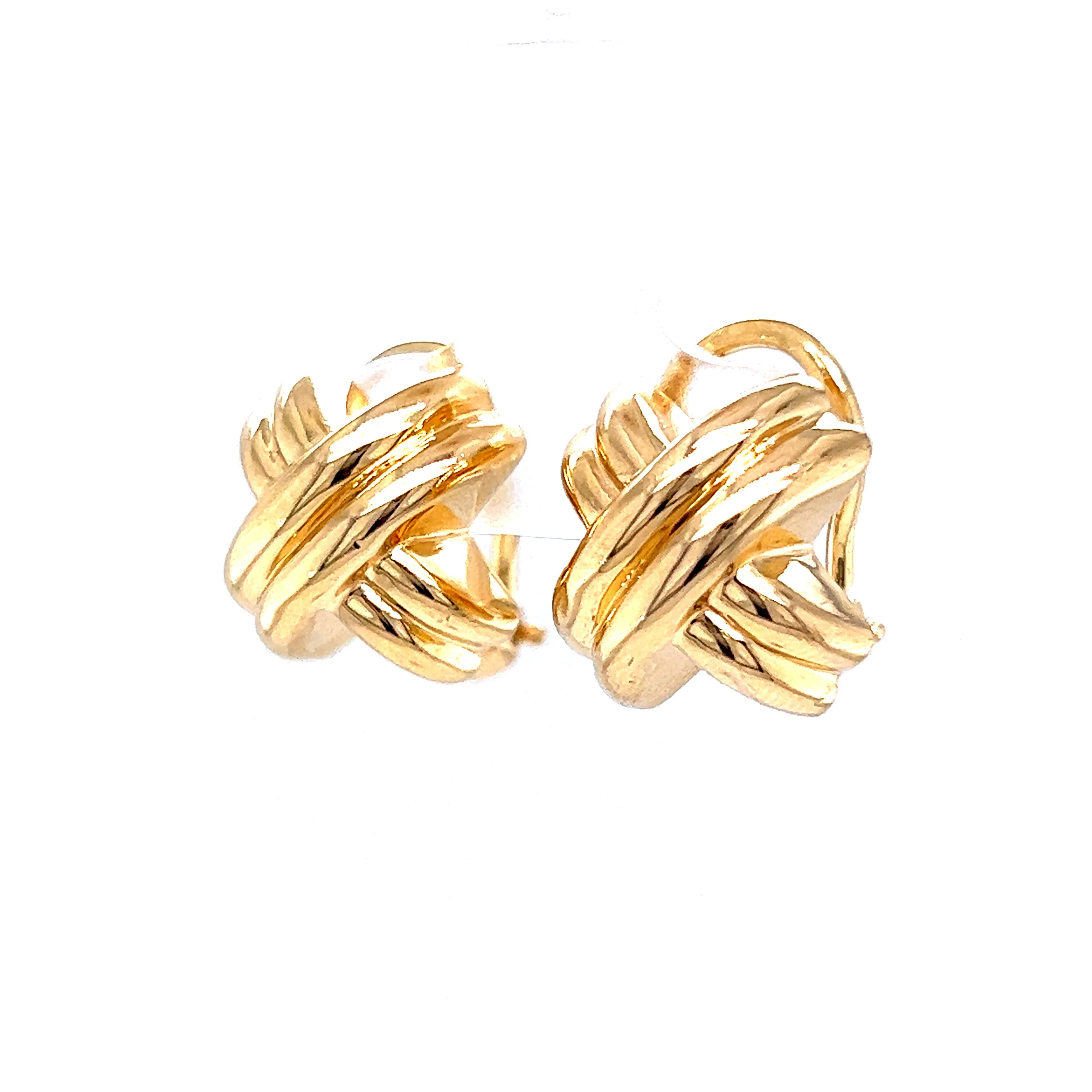 X Shaped Earring Studs in 14k Yellow Gold - Image 2