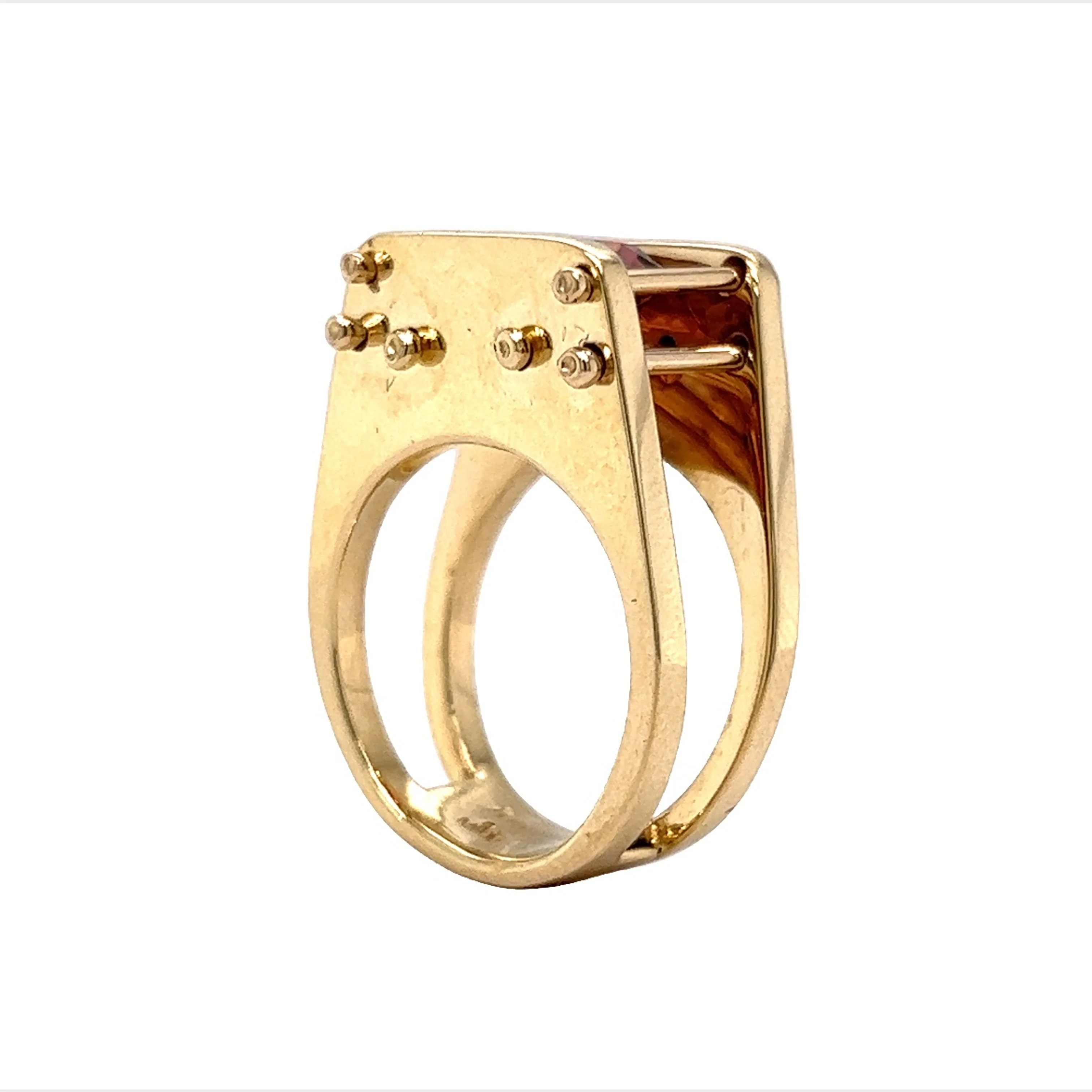 Suspended Rubellite Tourmaline Cocktail Ring in 14k Yellow Gold - Image 5