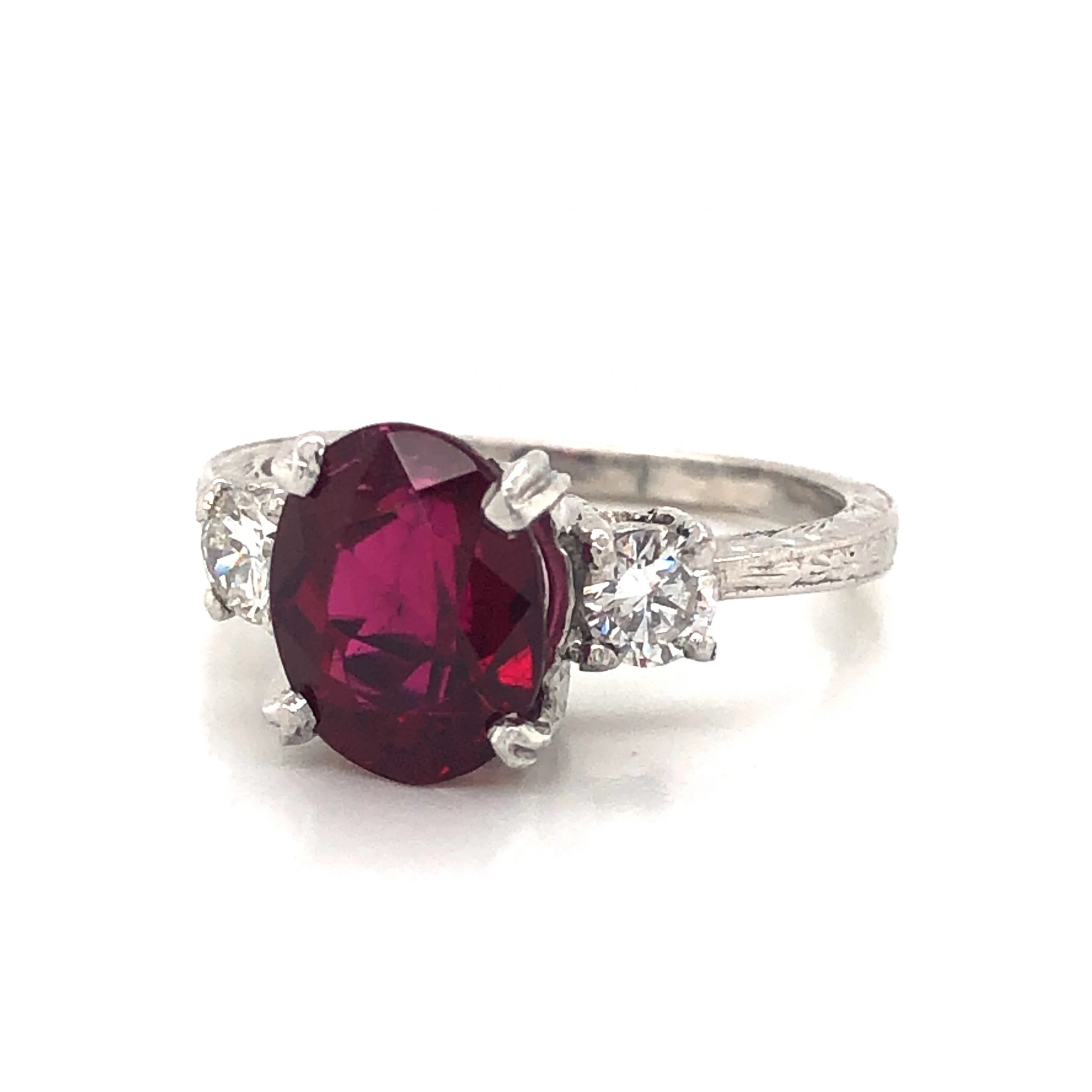 Tacori Oval Ruby Engagement Ring in Platinum - Image 2