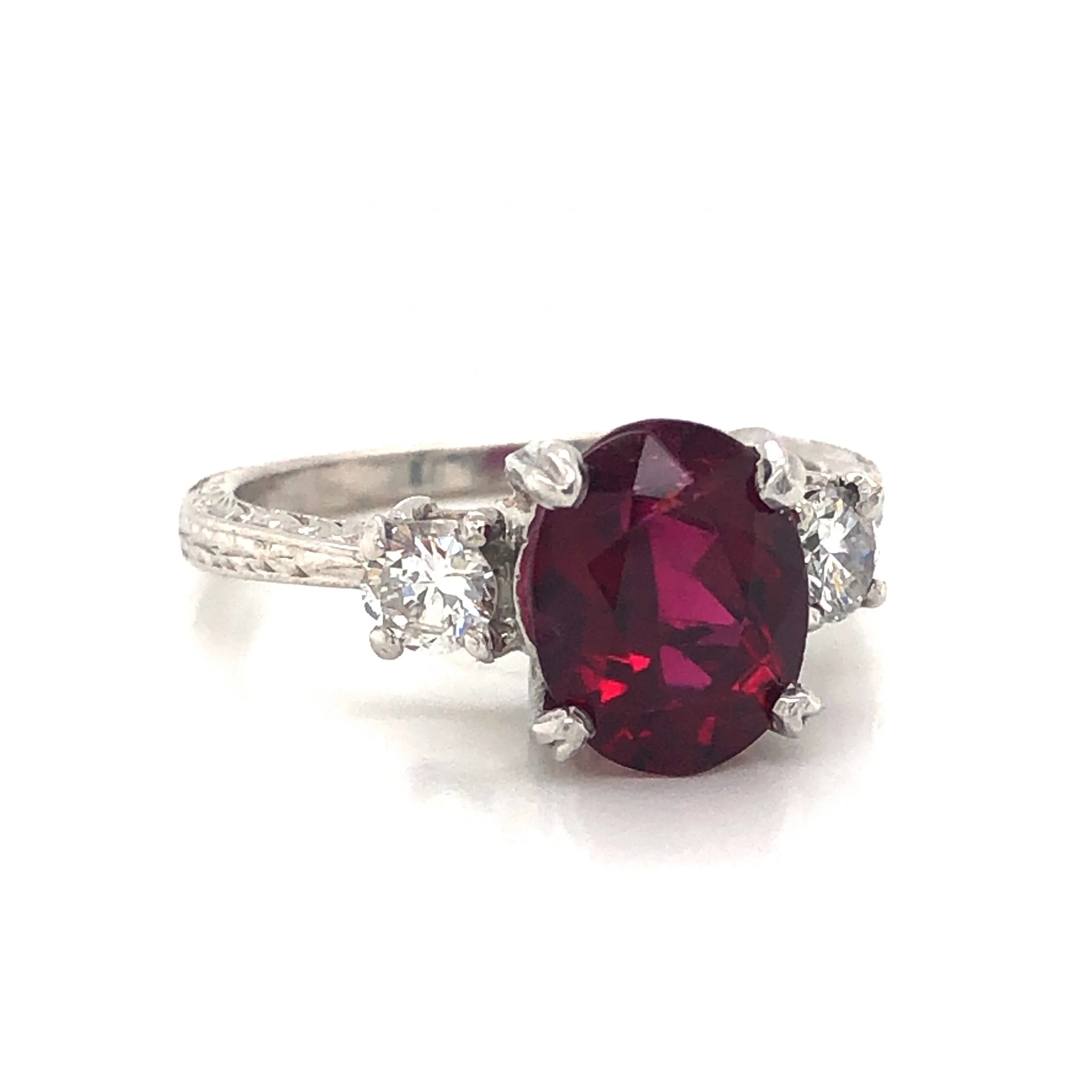 Tacori Oval Ruby Engagement Ring in Platinum - Image 3