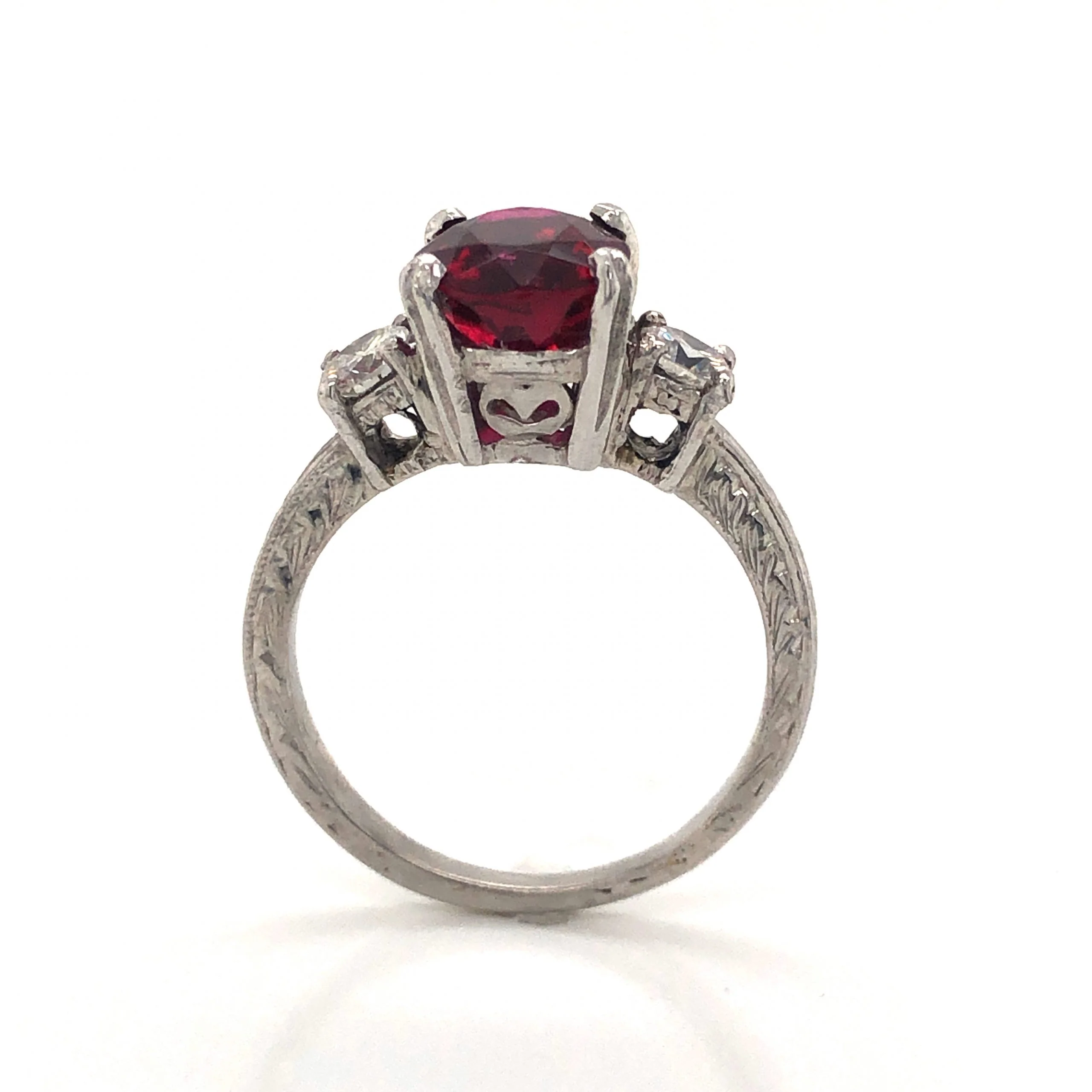 Tacori Oval Ruby Engagement Ring in Platinum - Image 4