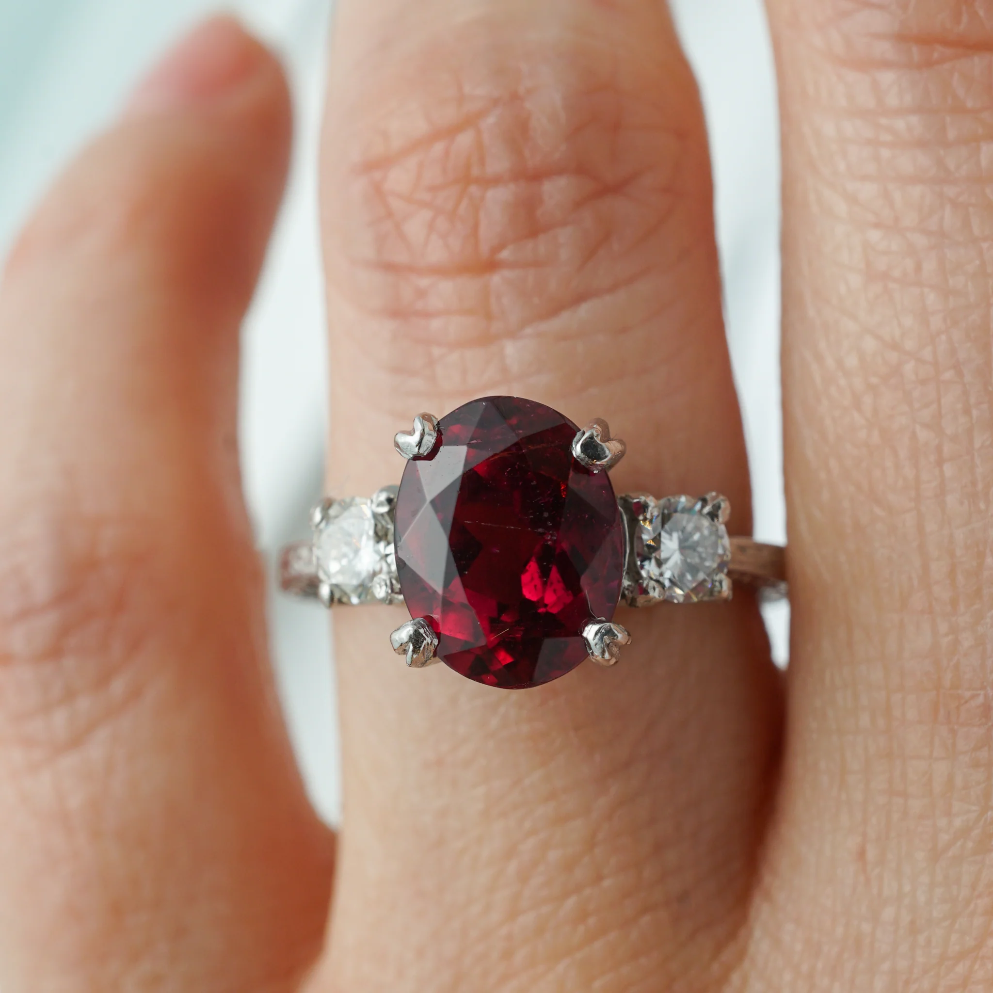 Tacori Oval Ruby Engagement Ring in Platinum - Image 6