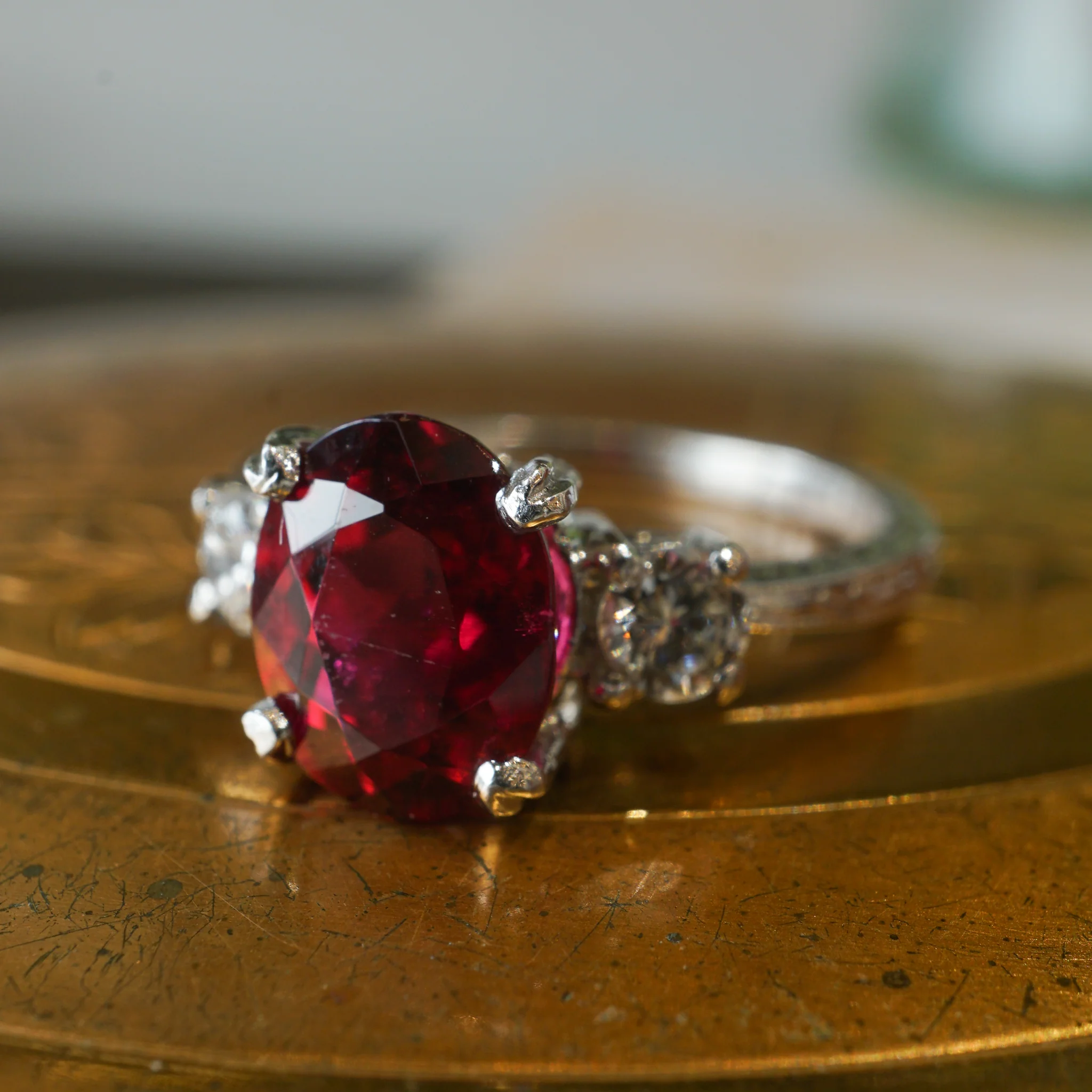 Tacori Oval Ruby Engagement Ring in Platinum - Image 7
