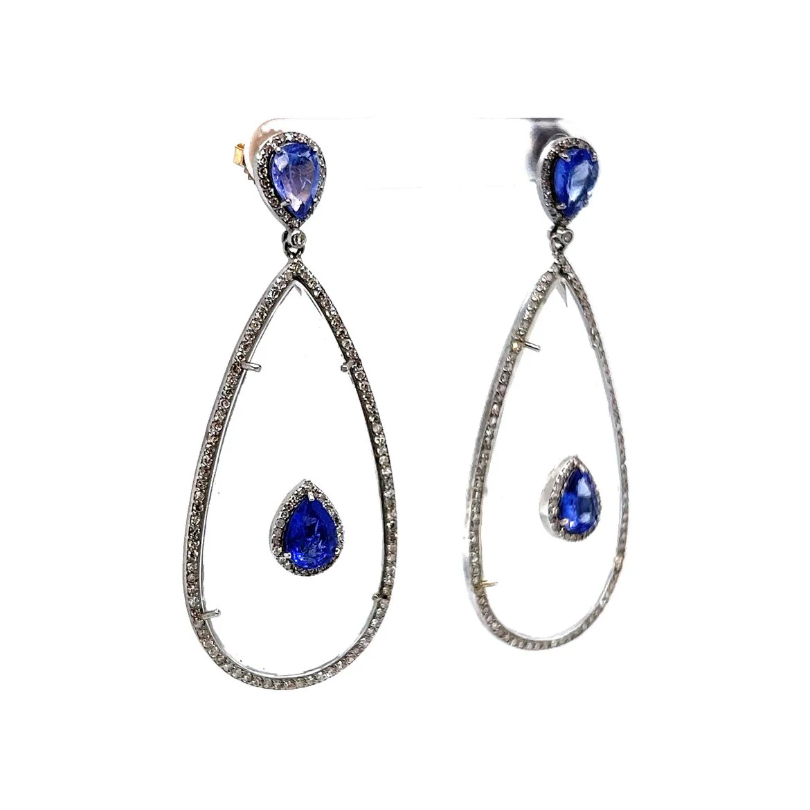 Tanzanite & Diamond Drop Earrings in Sterling Silver - Image 3