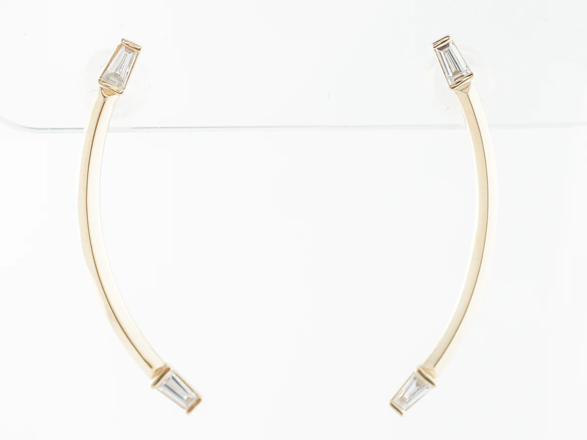 Tapered Baguette Diamond Earrings in 14k Yellow Gold