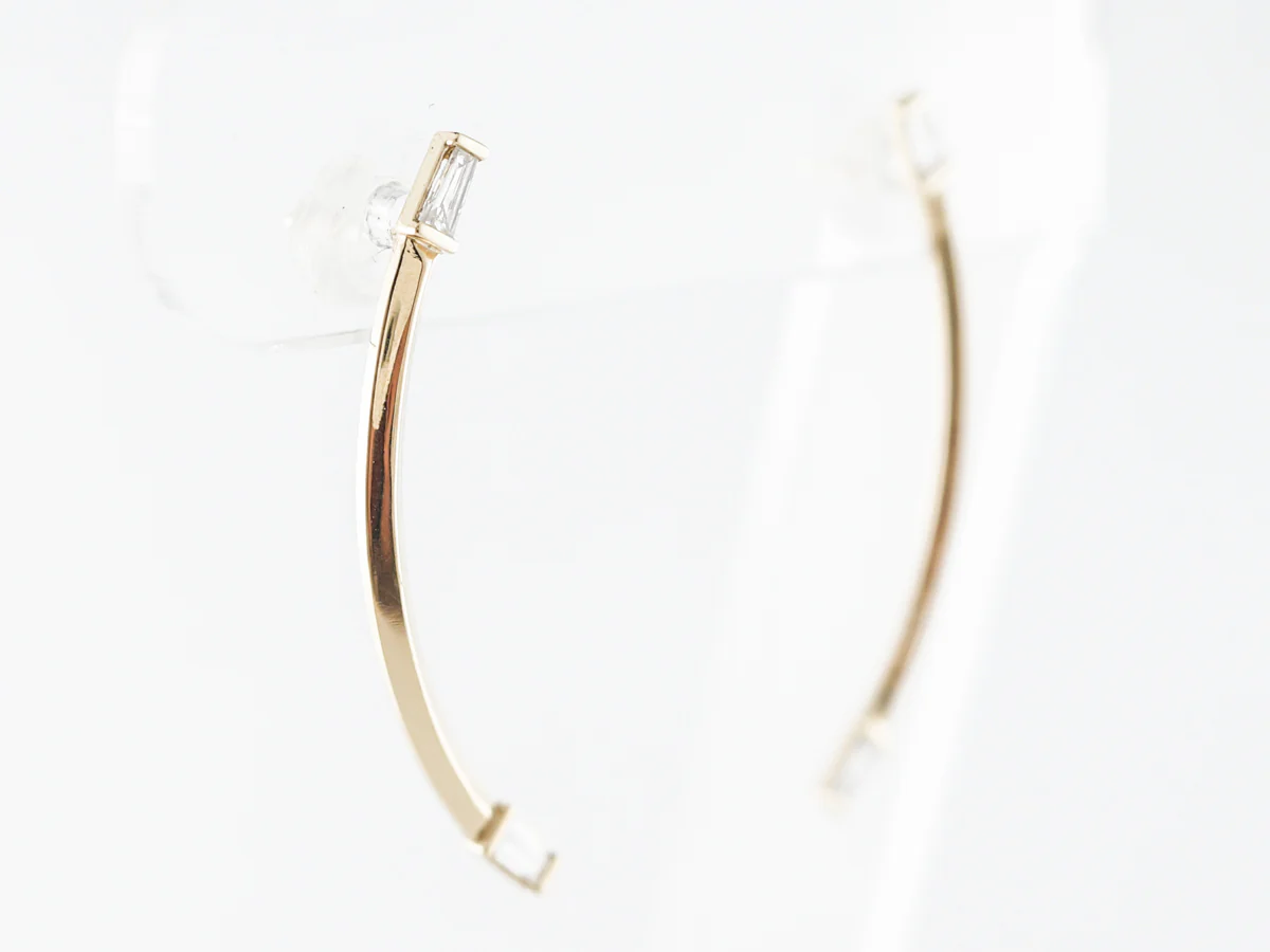 Tapered Baguette Diamond Earrings in 14k Yellow Gold - Image 2