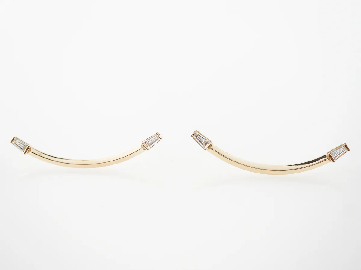Tapered Baguette Diamond Earrings in 14k Yellow Gold - Image 3