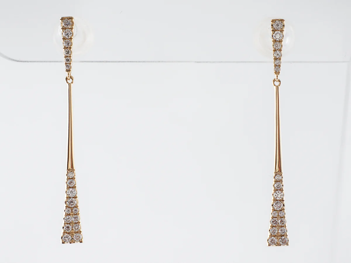 Tapered Diamond Dangle Earrings in 18k Yellow Gold