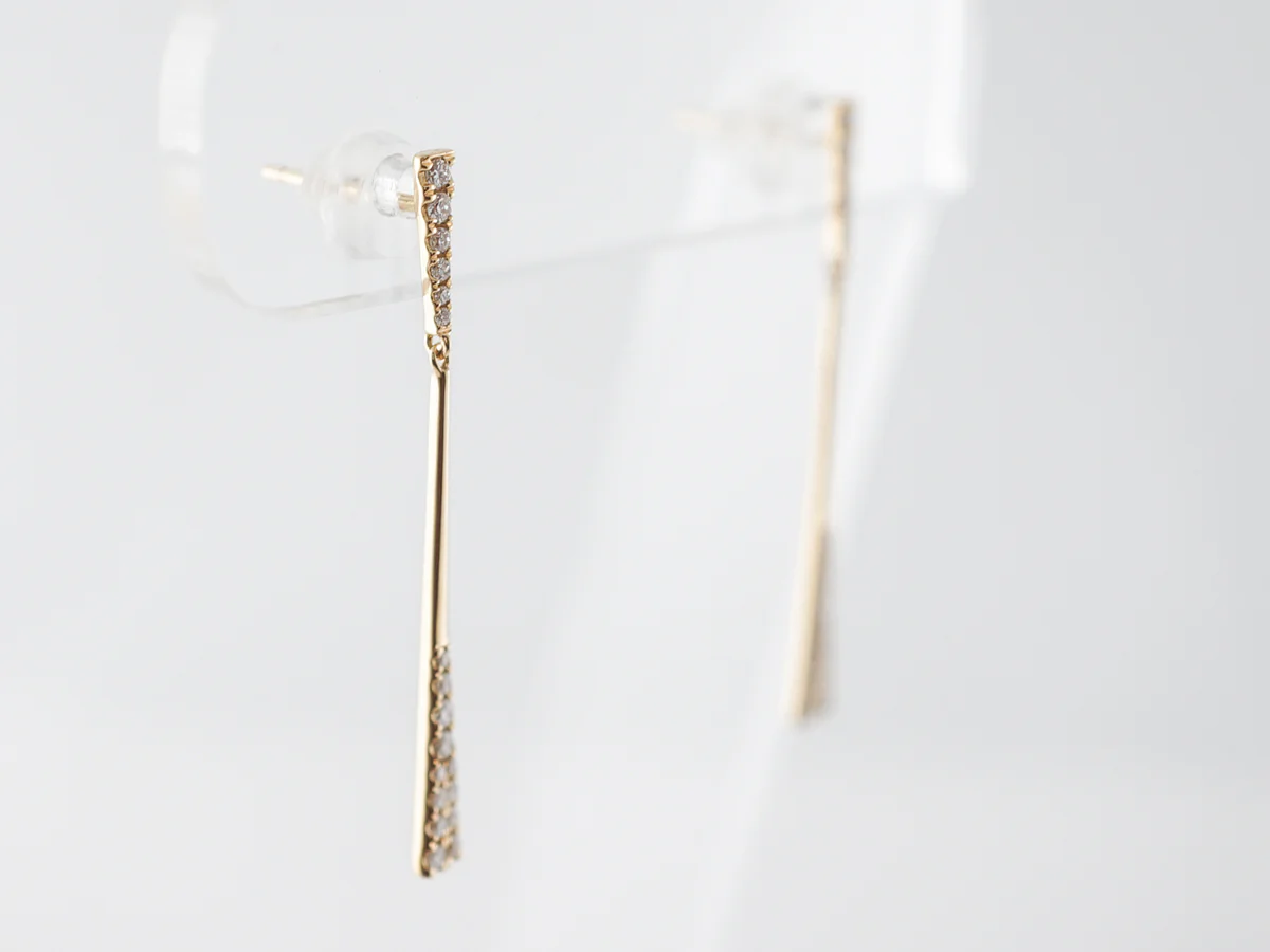 Tapered Diamond Dangle Earrings in 18k Yellow Gold - Image 2