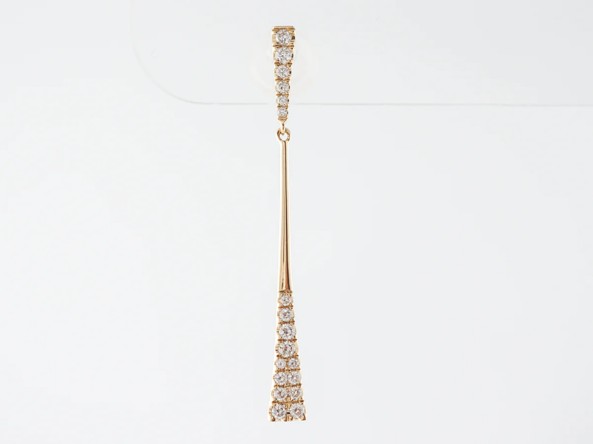 Tapered Diamond Dangle Earrings in 18k Yellow Gold - Image 3
