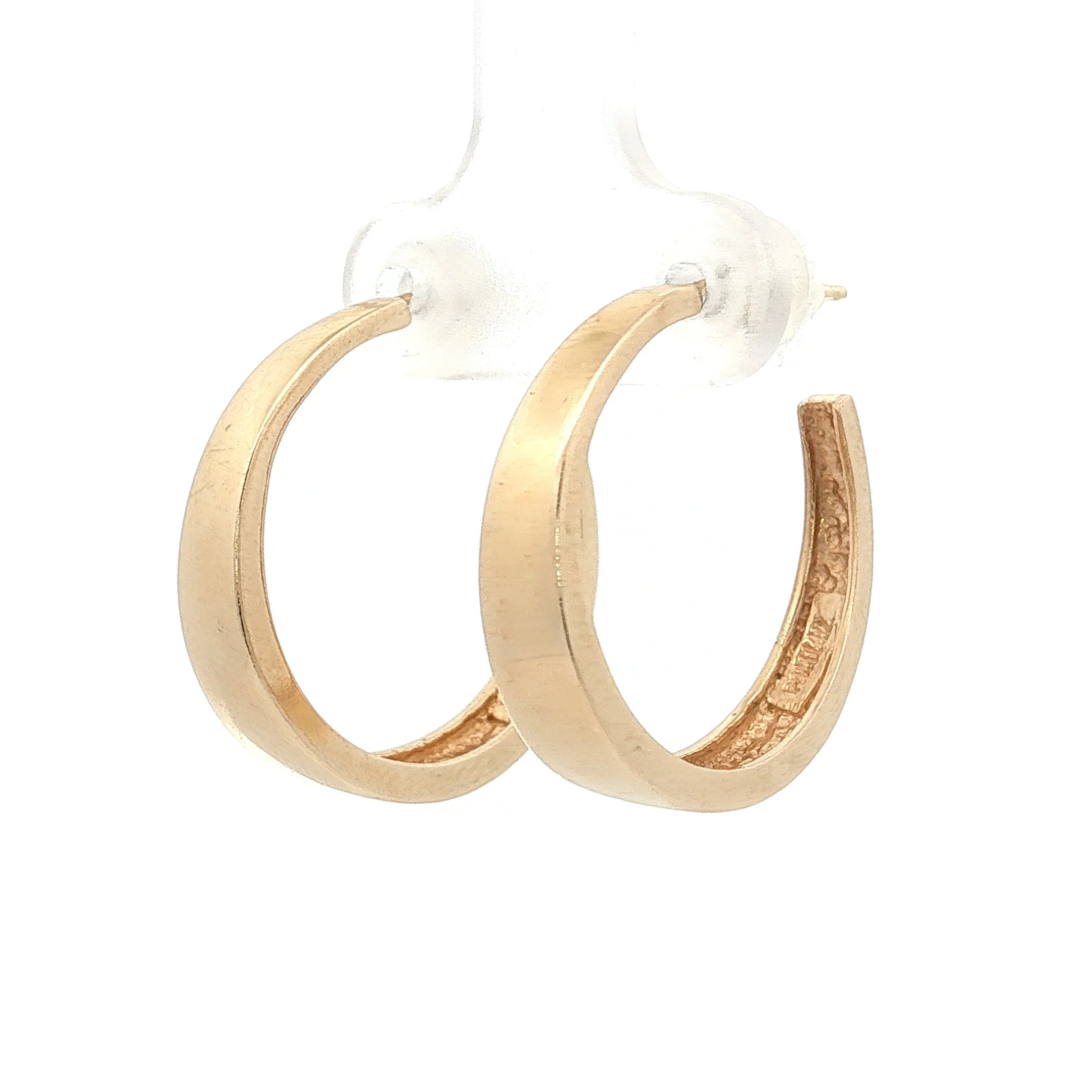 Tapered Hoop Earrings 14k Yellow Gold - Image 2