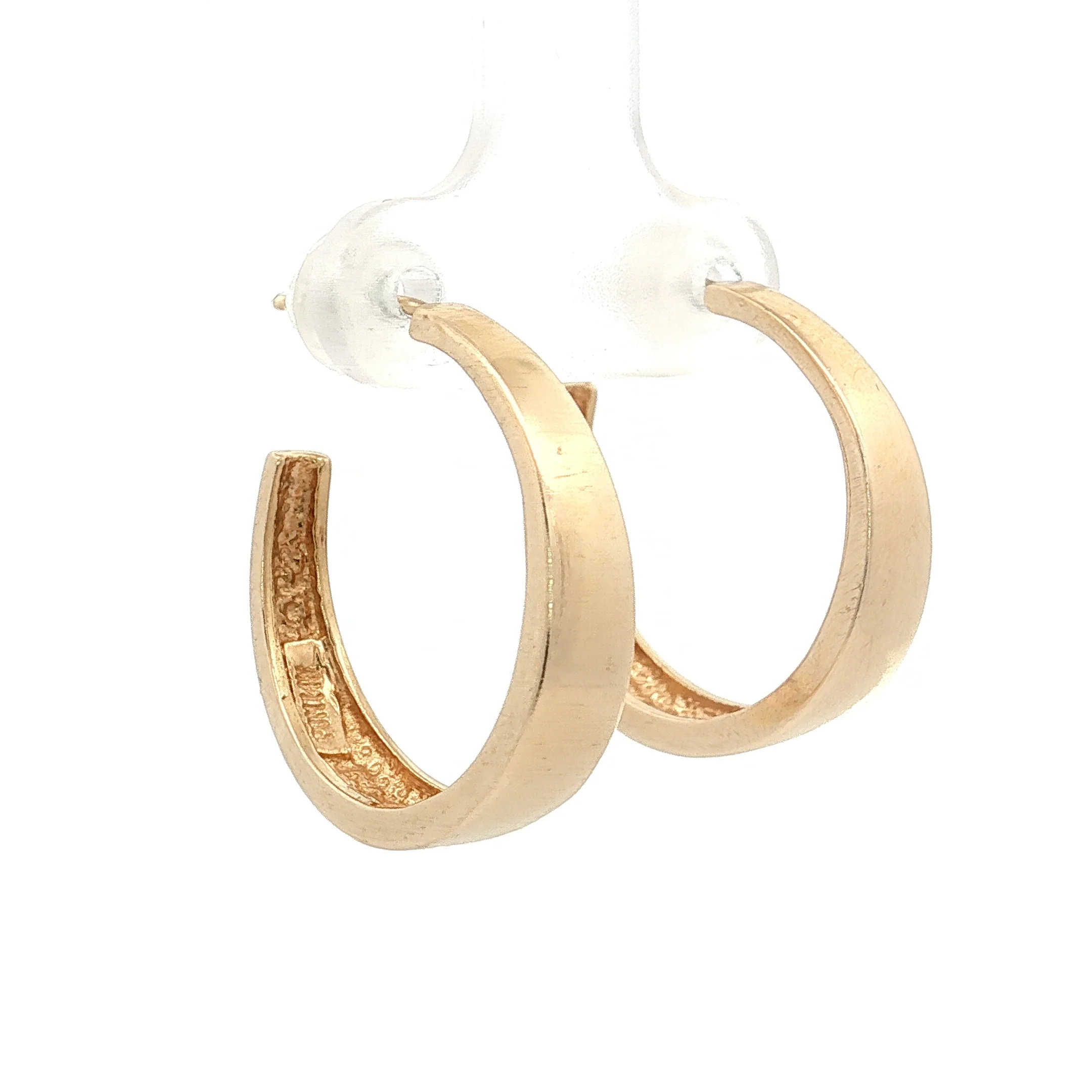 Tapered Hoop Earrings 14k Yellow Gold - Image 3