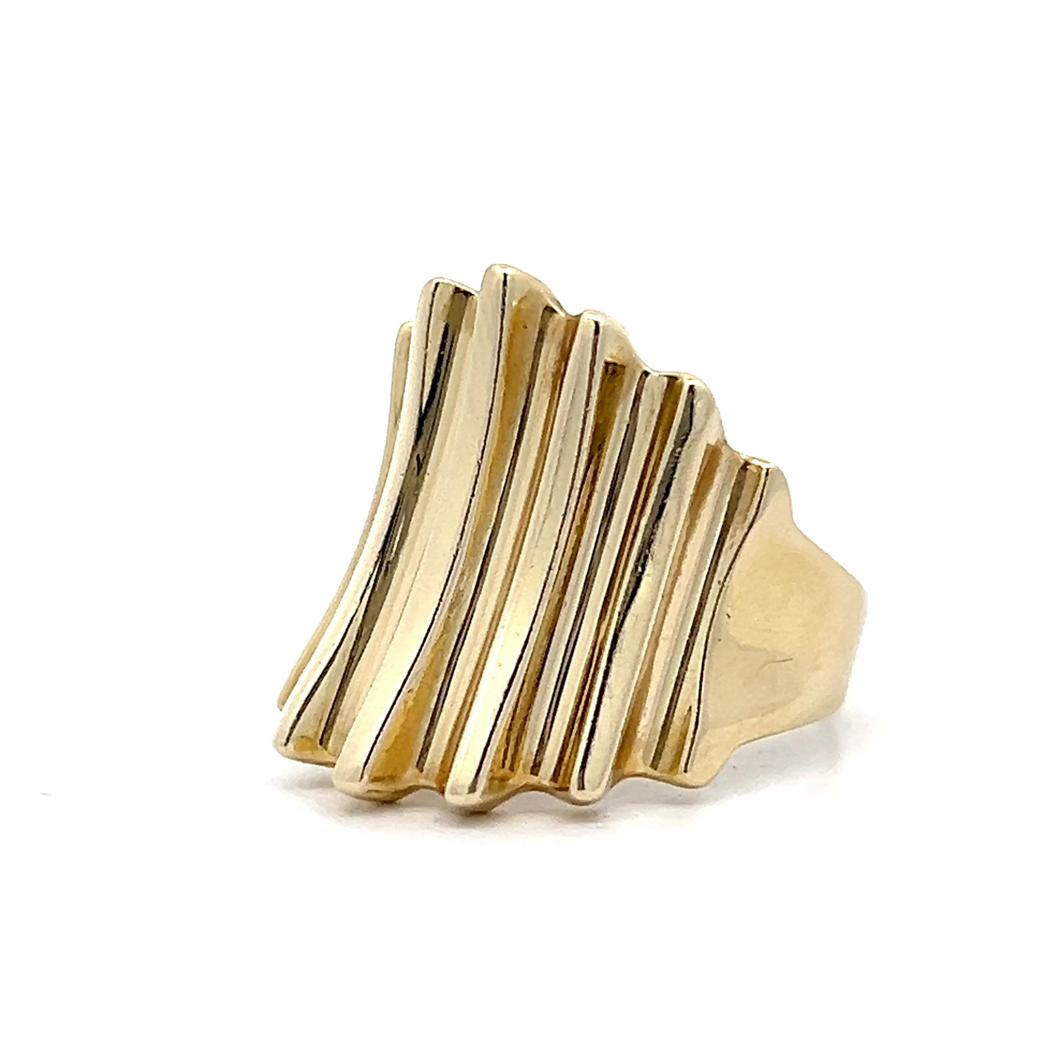 Tapered Ridged Cocktail Ring in 14k Yellow Gold - Image 2