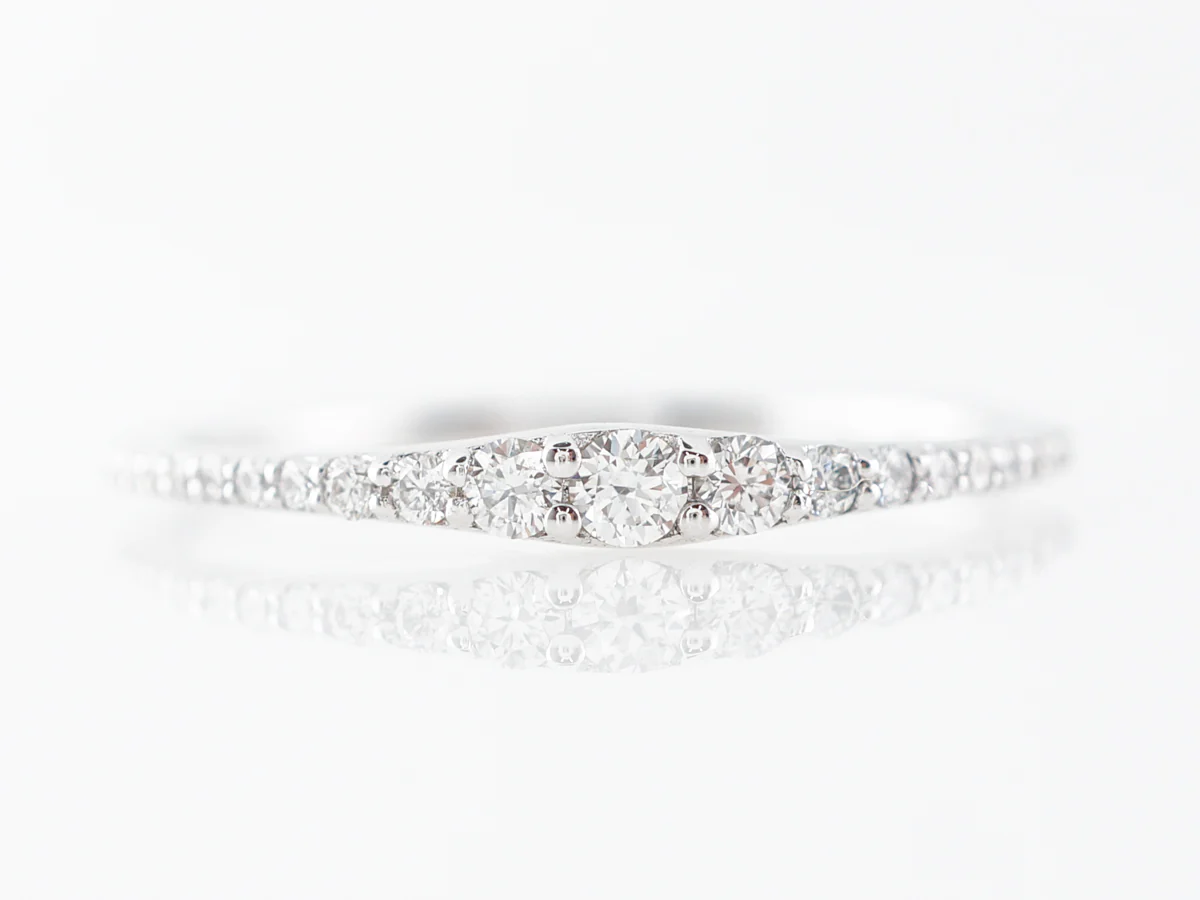 Tapered Round Diamond Right Hand Ring in 18k White Gold