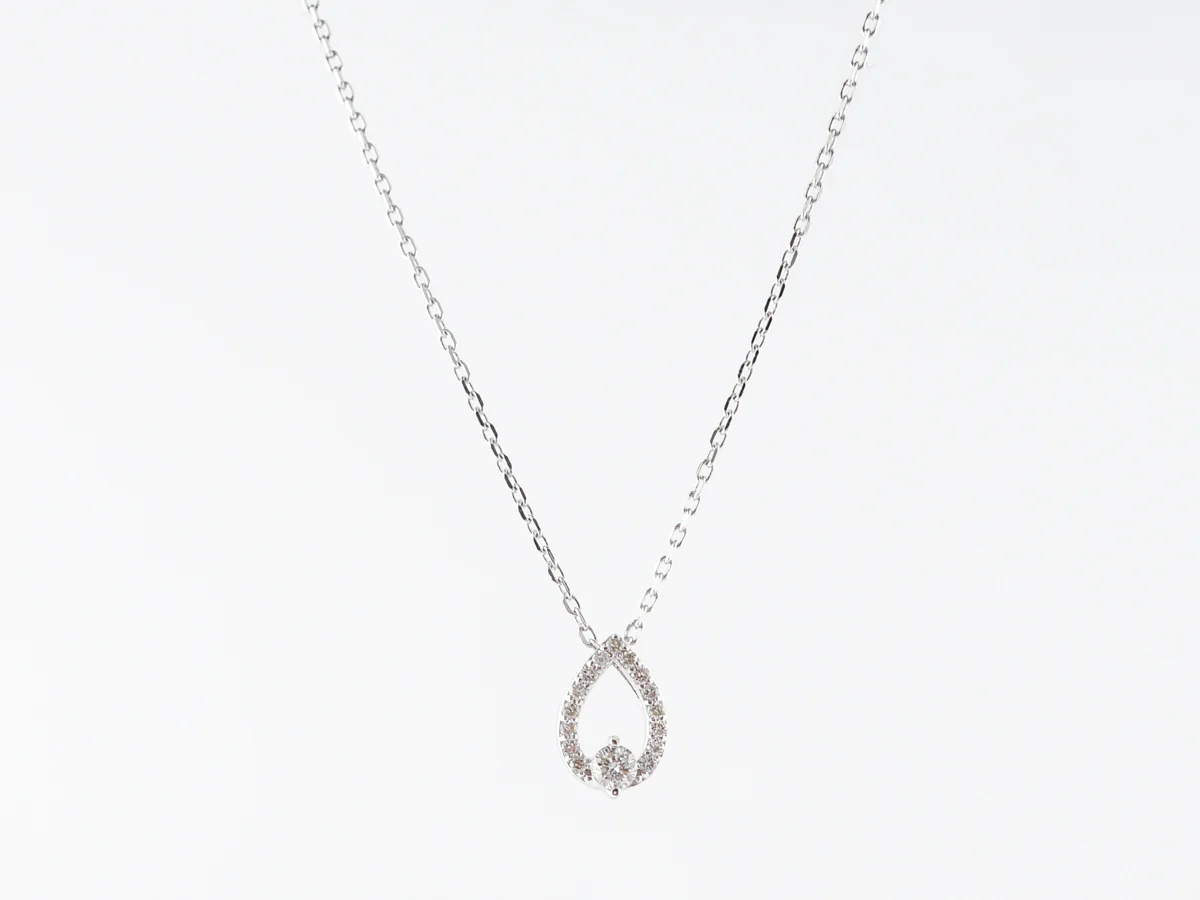 Teardrop Diamond Pendant in 14k White Gold